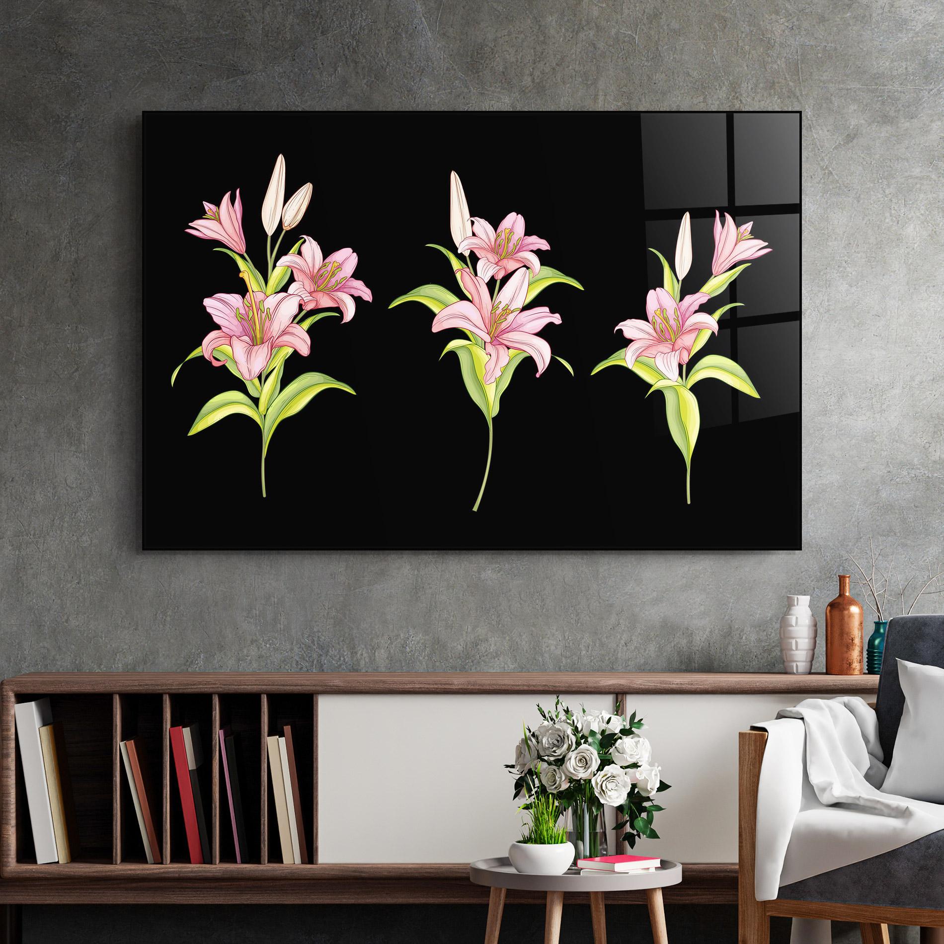 Стъклена картина Lily Set mockup 2