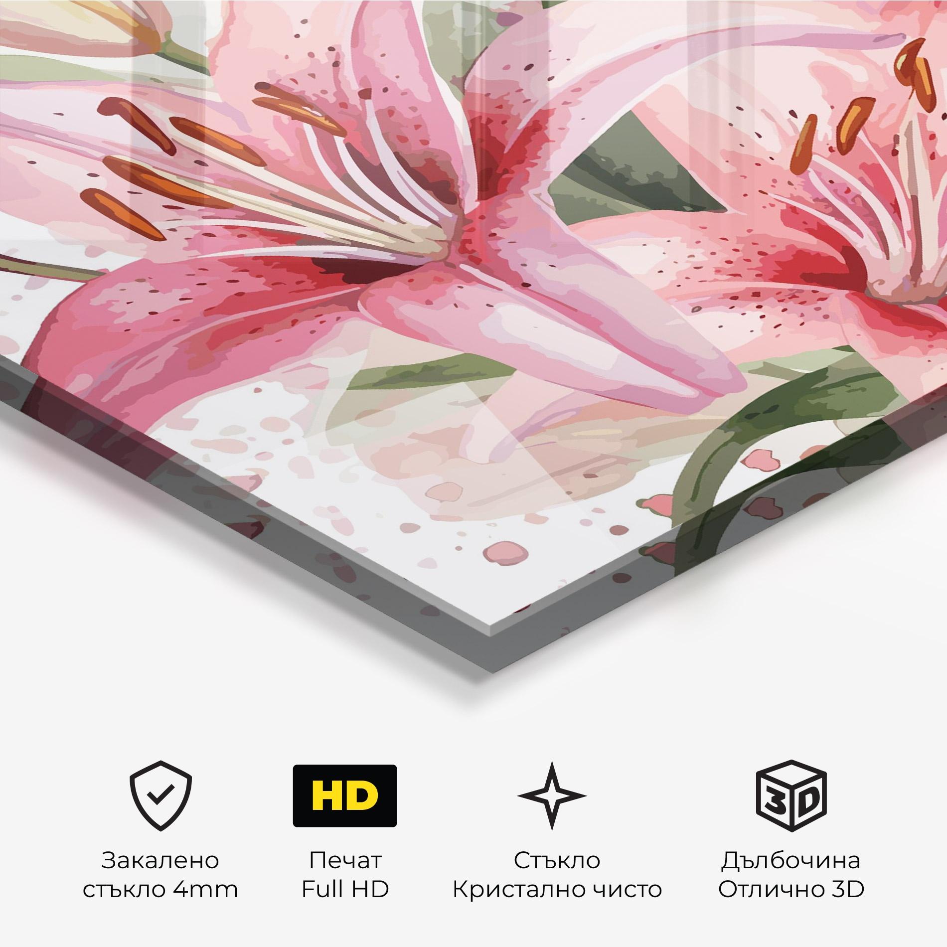 Стъклена картина Beautiful Pink Lily mockup 3