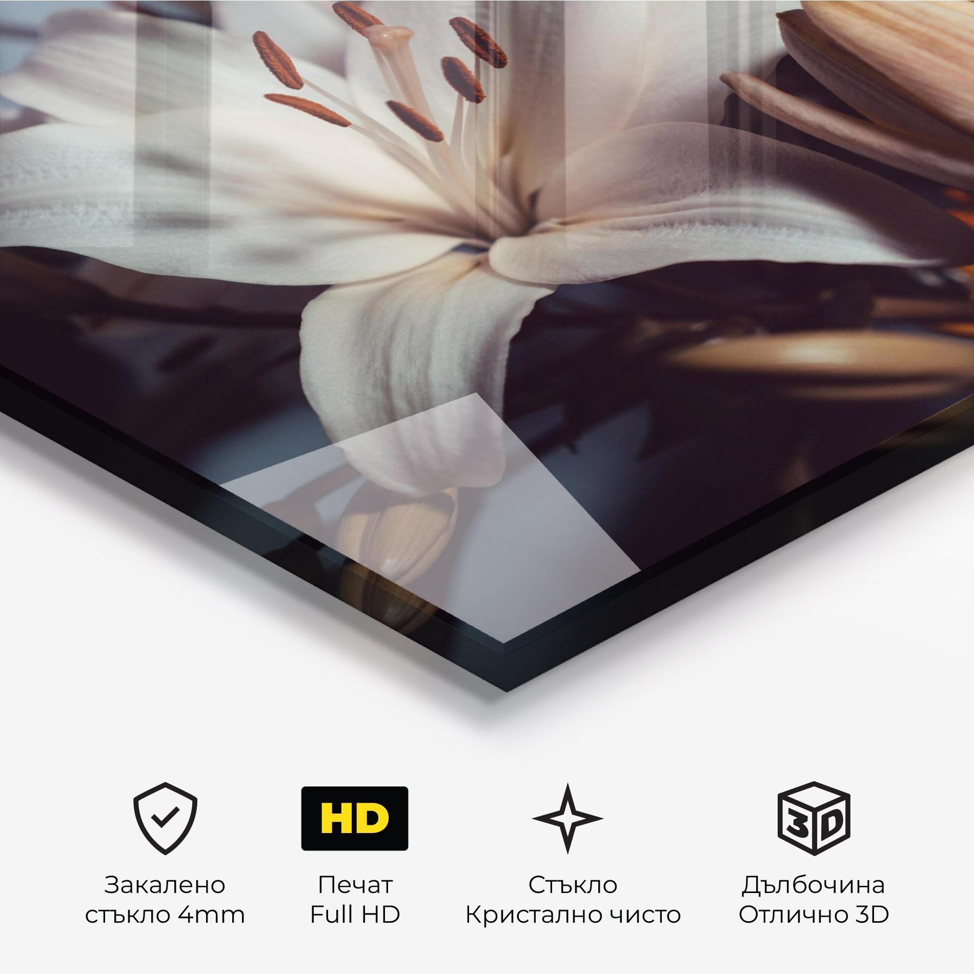 Стъклена картина Cream Lily mockup 3