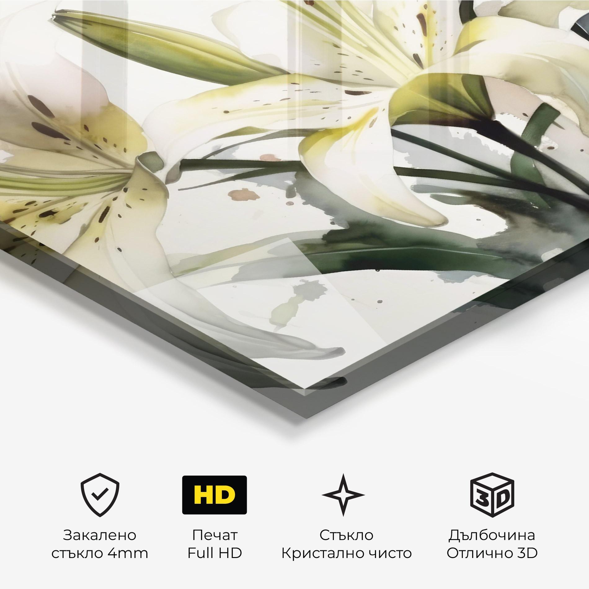Стъклена картина Cute White Lily Painting mockup 3
