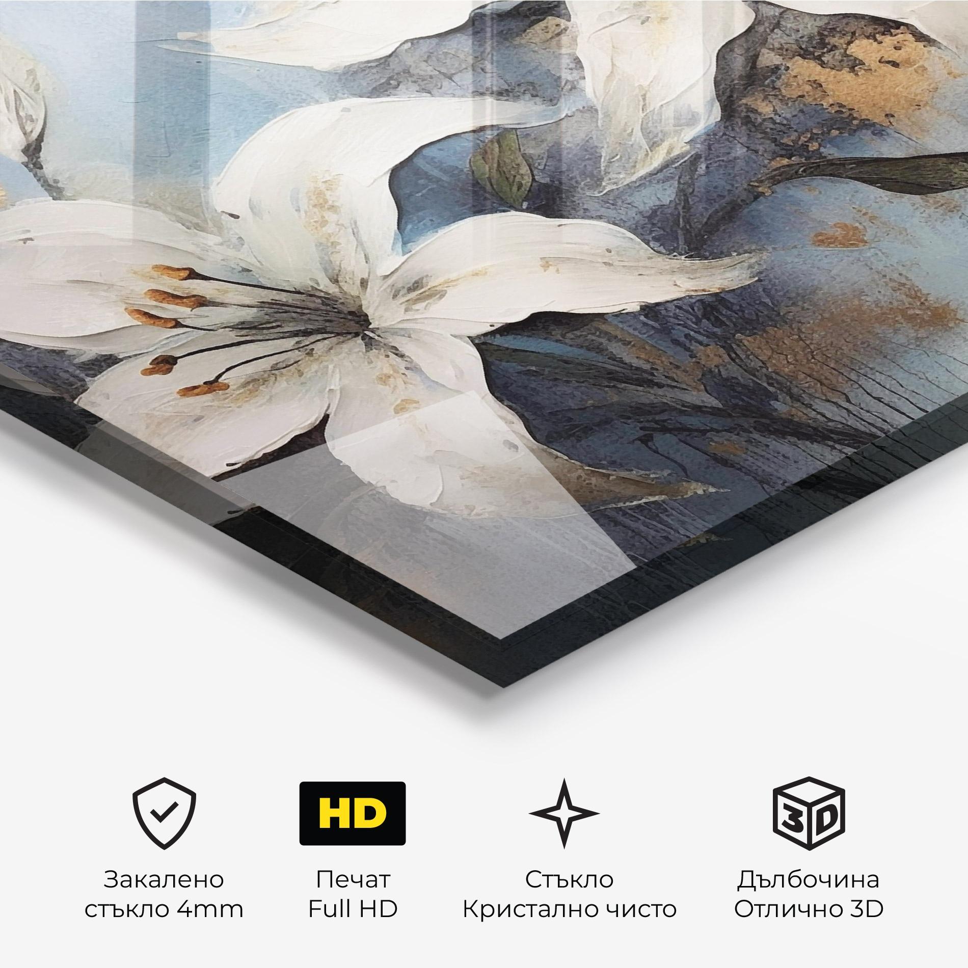 Стъклена картина Gold Lily Painting mockup 3