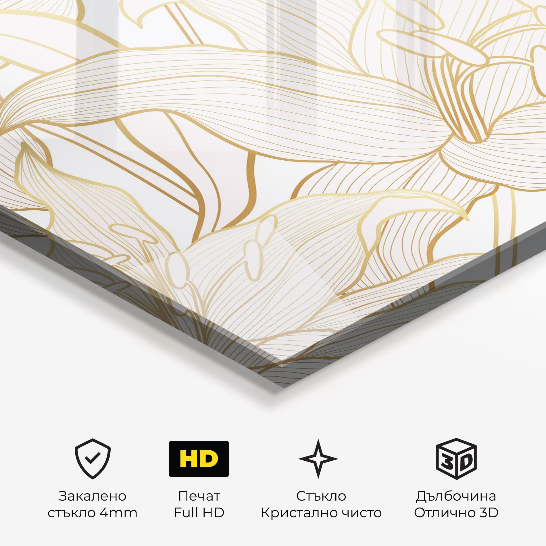 Стъклена картина Gold Lily mockup 3