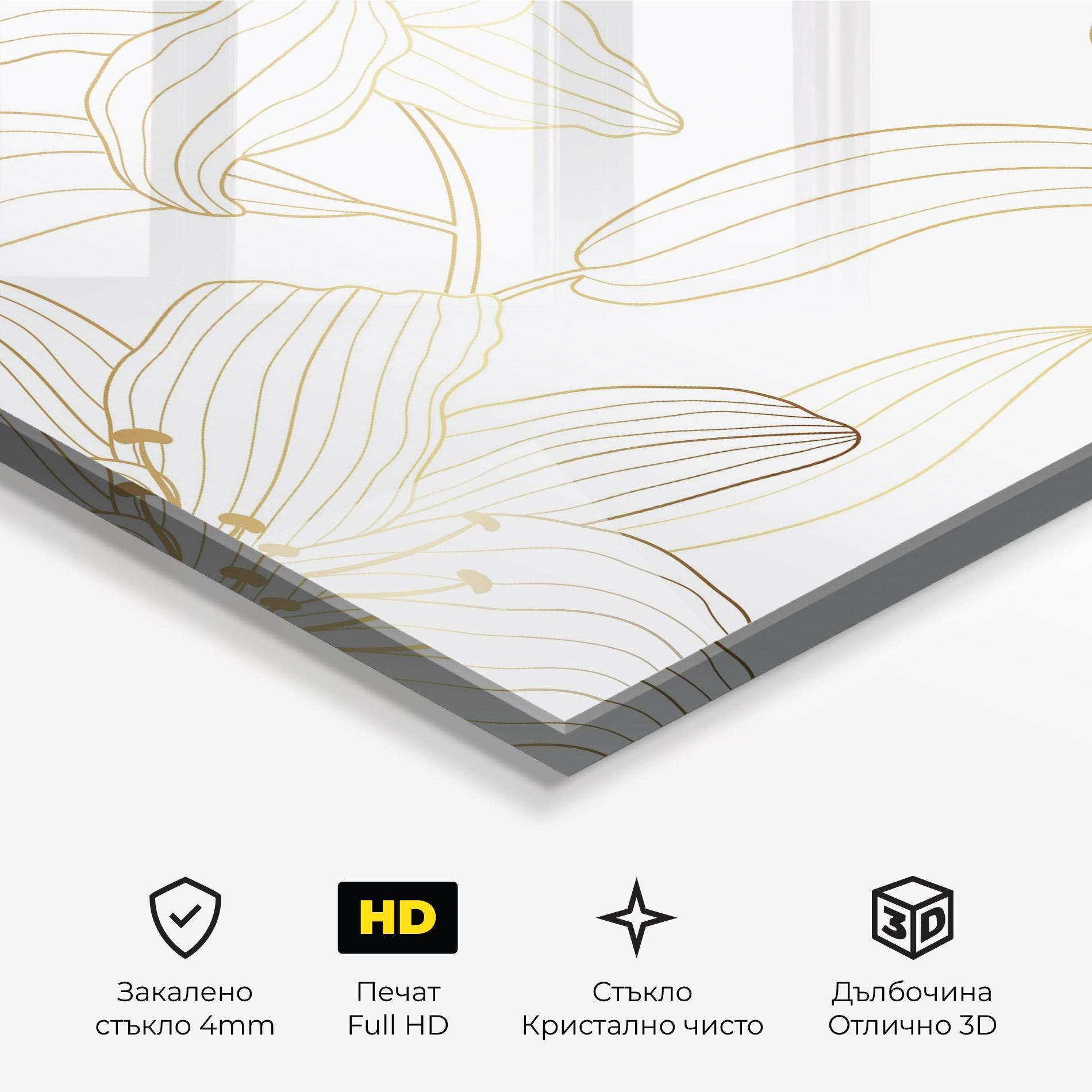 Стъклена картина Luxury Golden Lily mockup 3