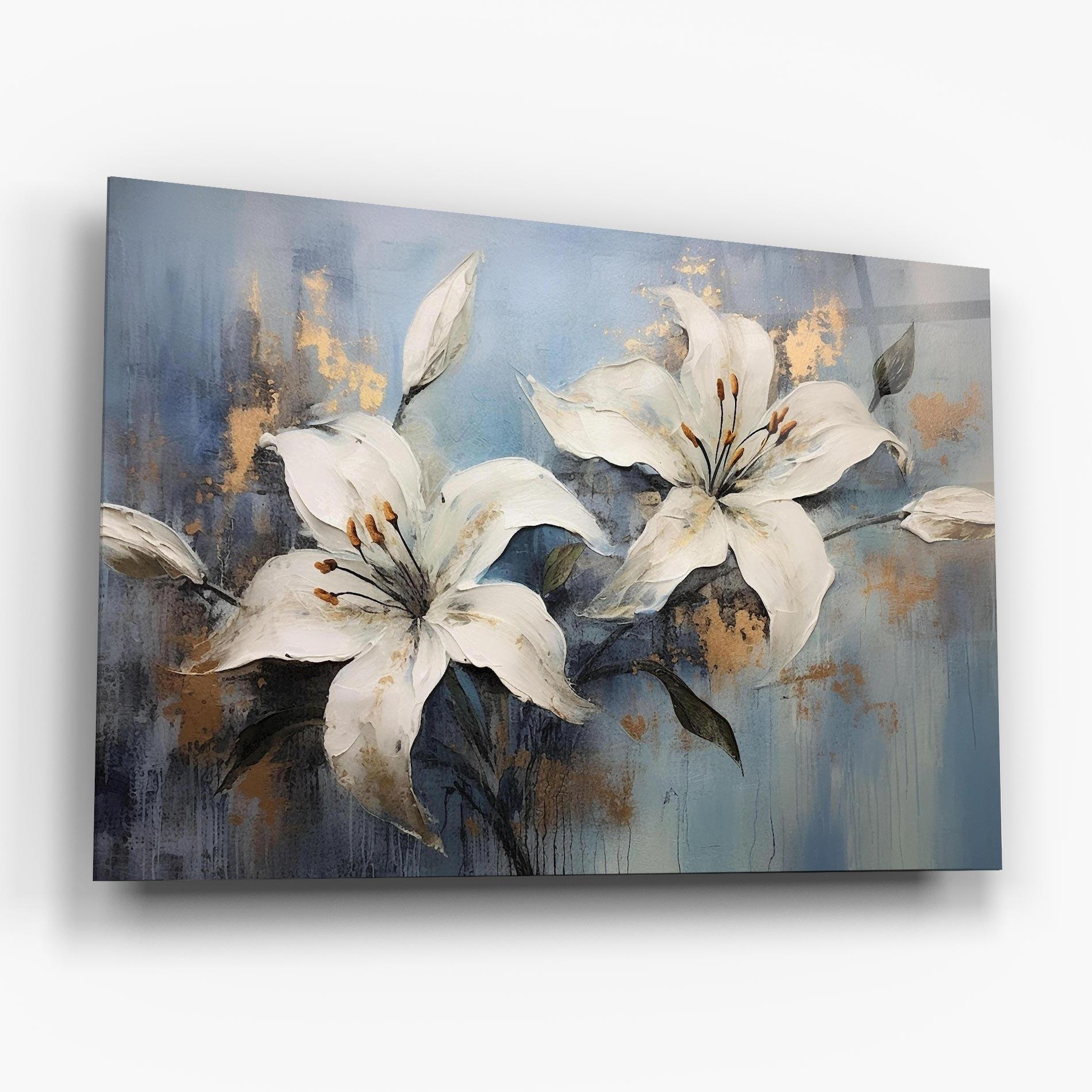 Стъклена картина Gold Lily Painting mockup 6