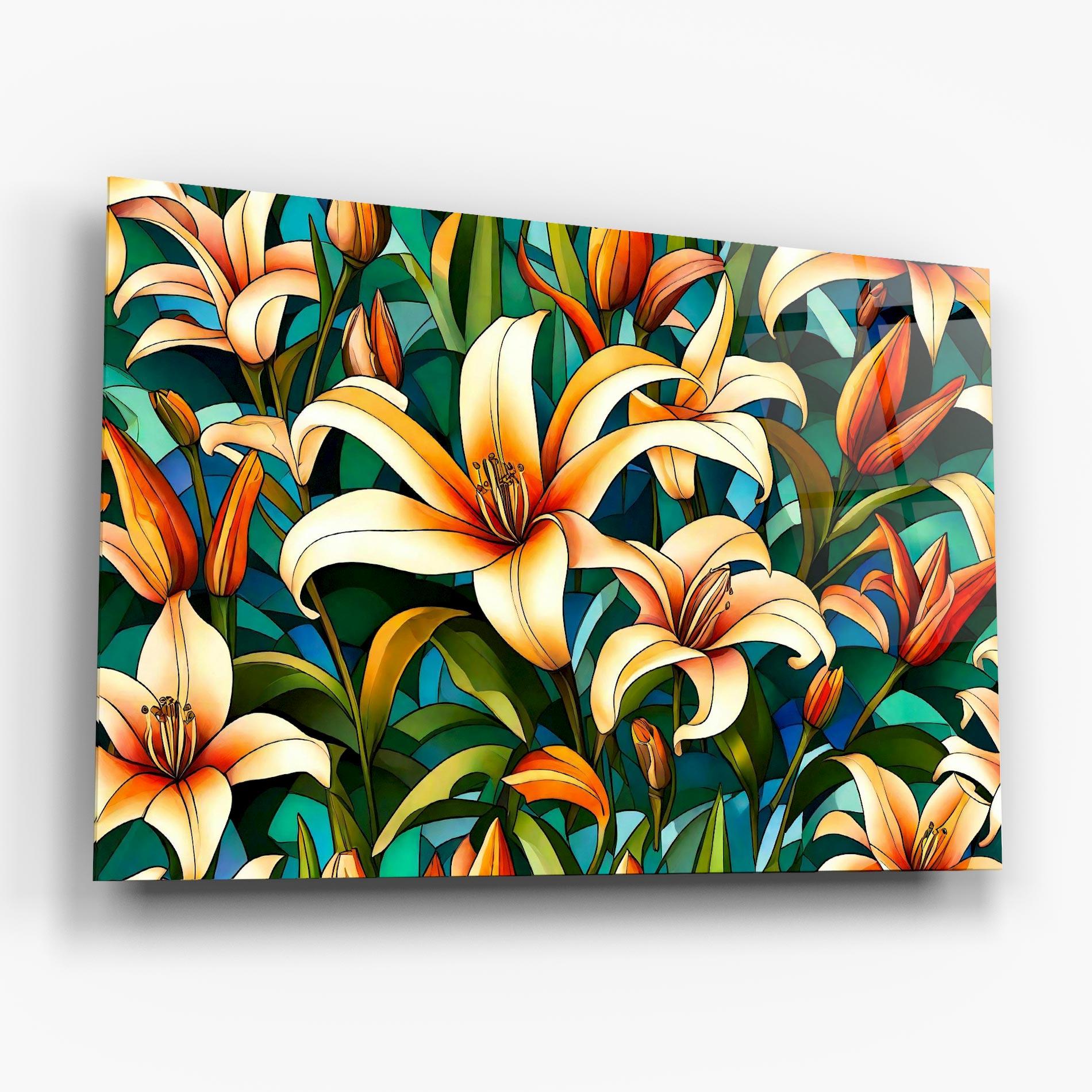 Стъклена картина Lily Pattern mockup 6
