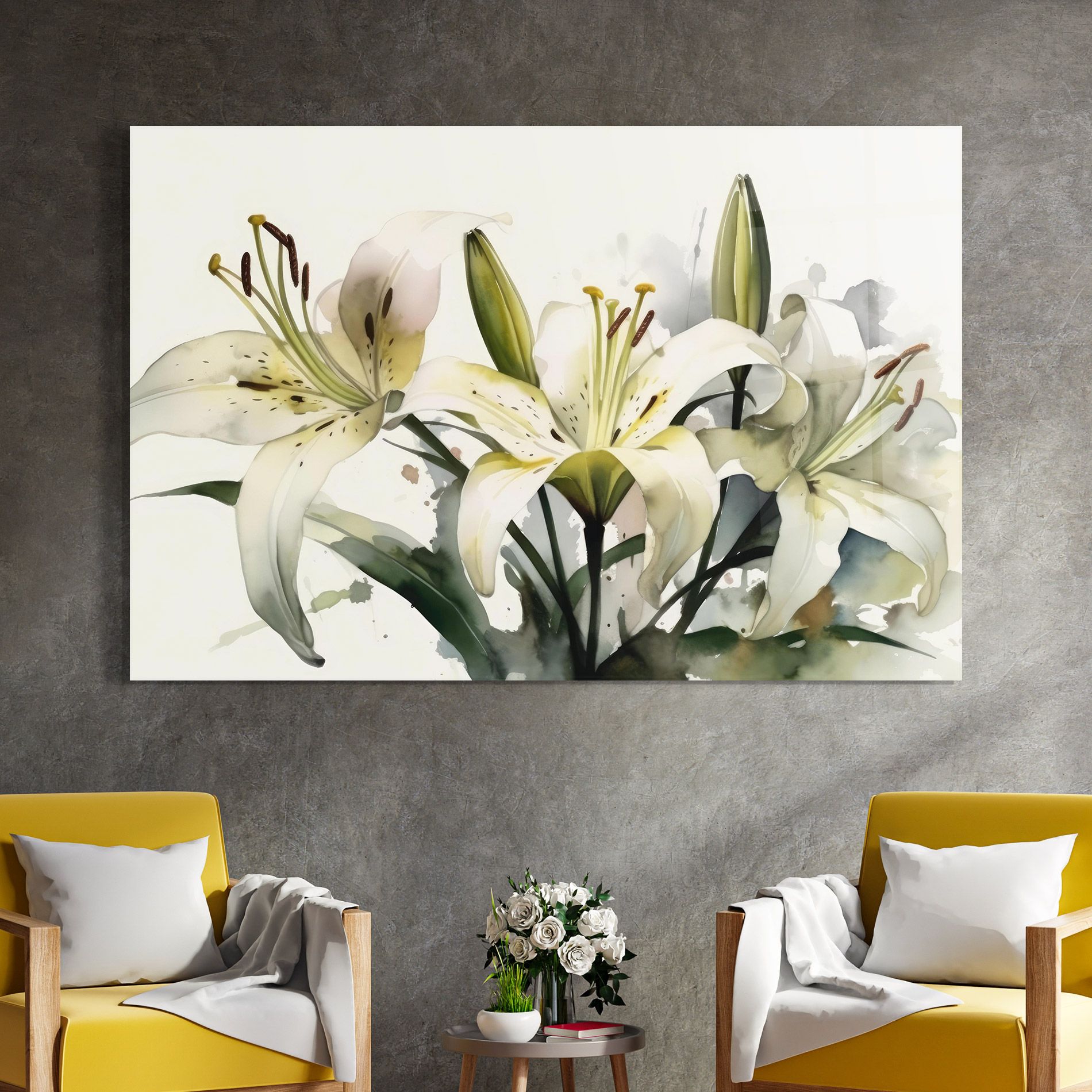 Cute White Lily Painting mockup 4