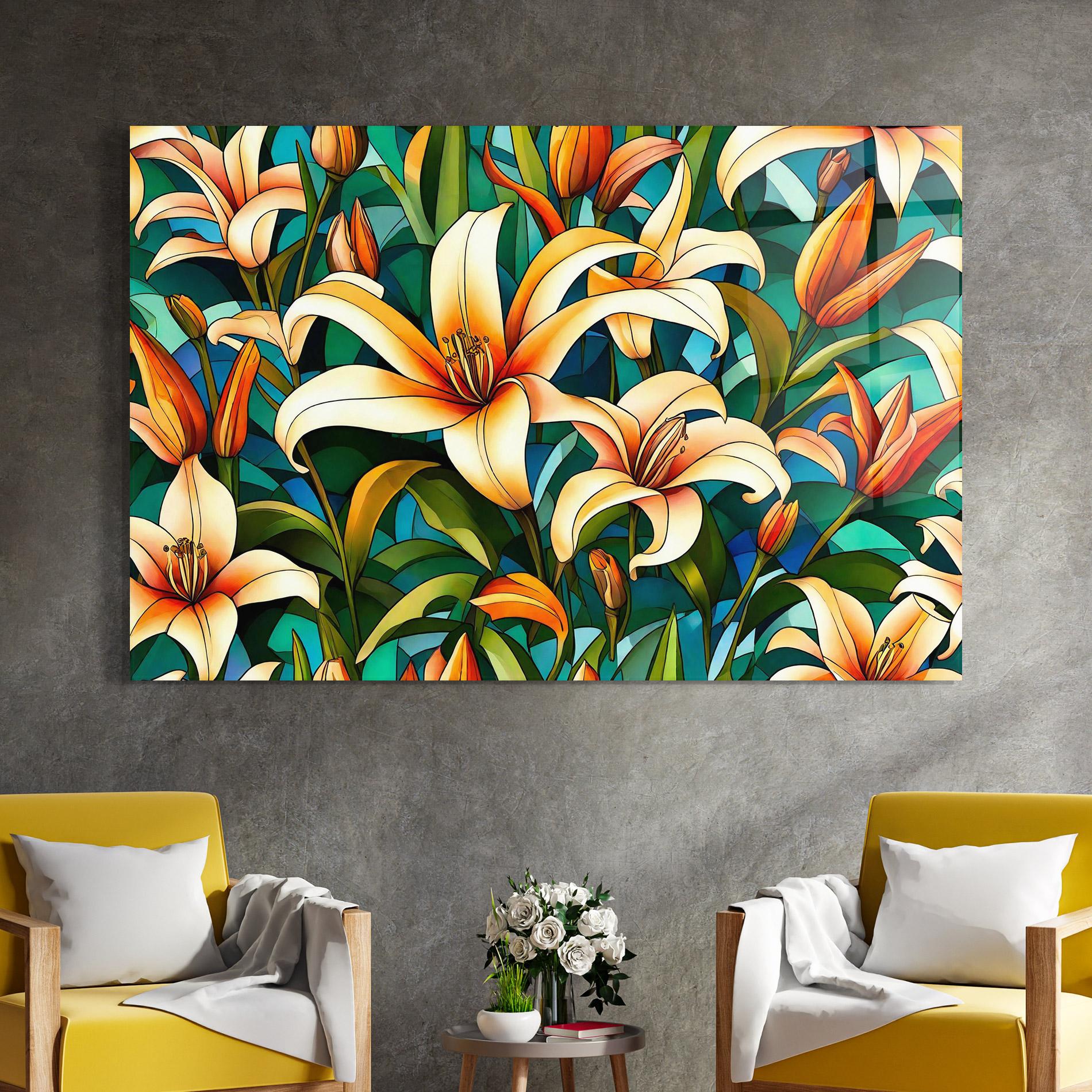 Стъклена картина Lily Pattern mockup 4