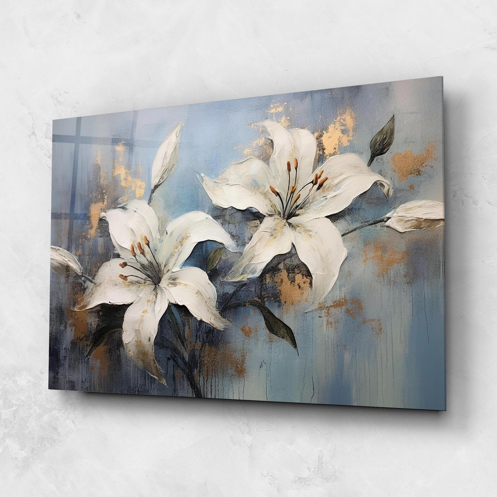 Стъклена картина Gold Lily Painting mockup 1