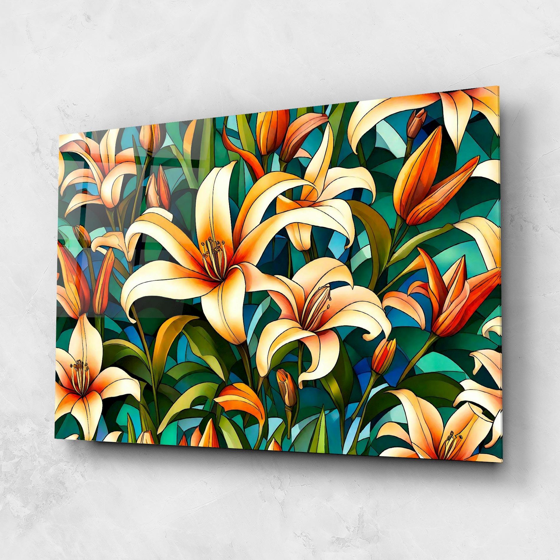 Стъклена картина Lily Pattern mockup 1