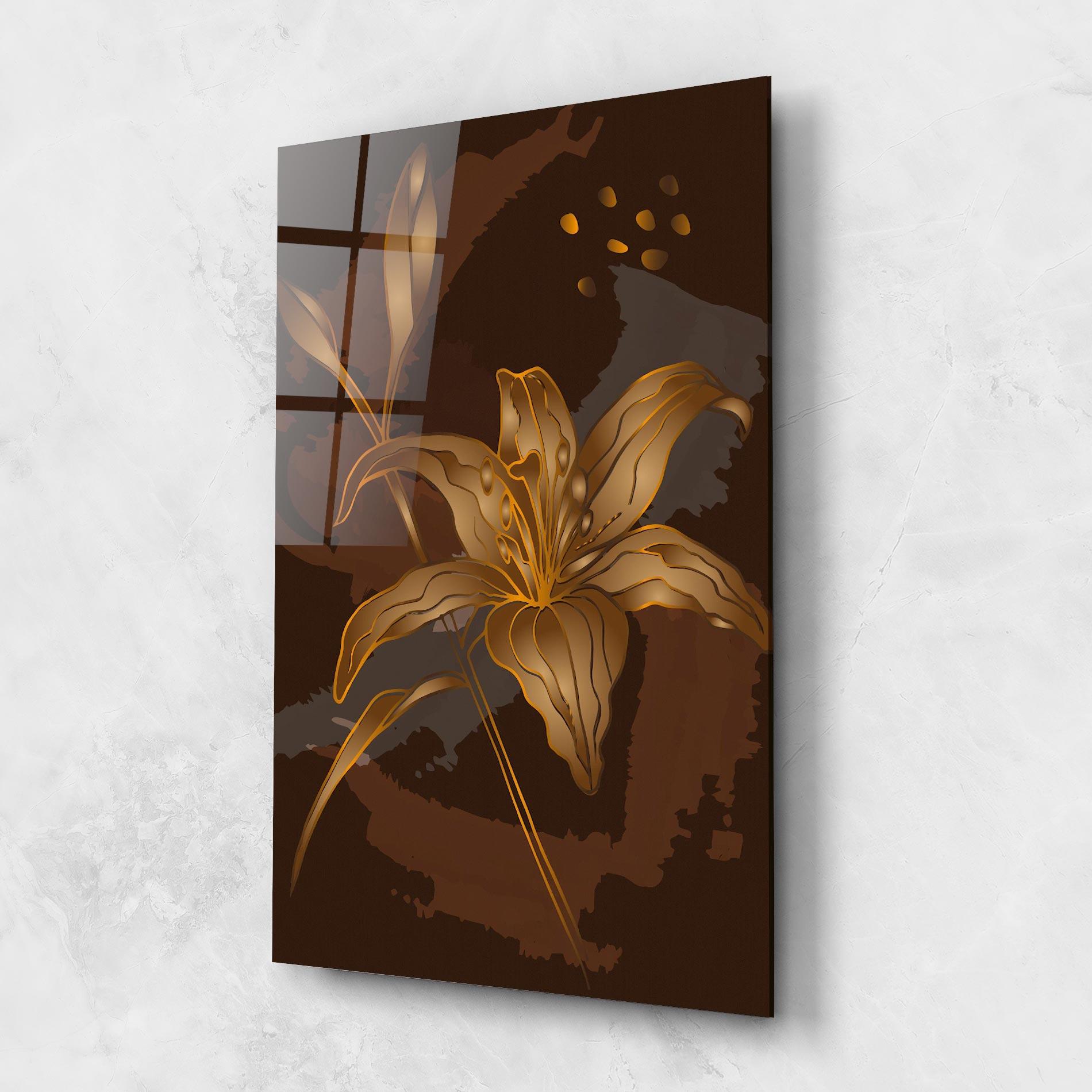 Стъклена картина Gold Brown Lily mockup 1
