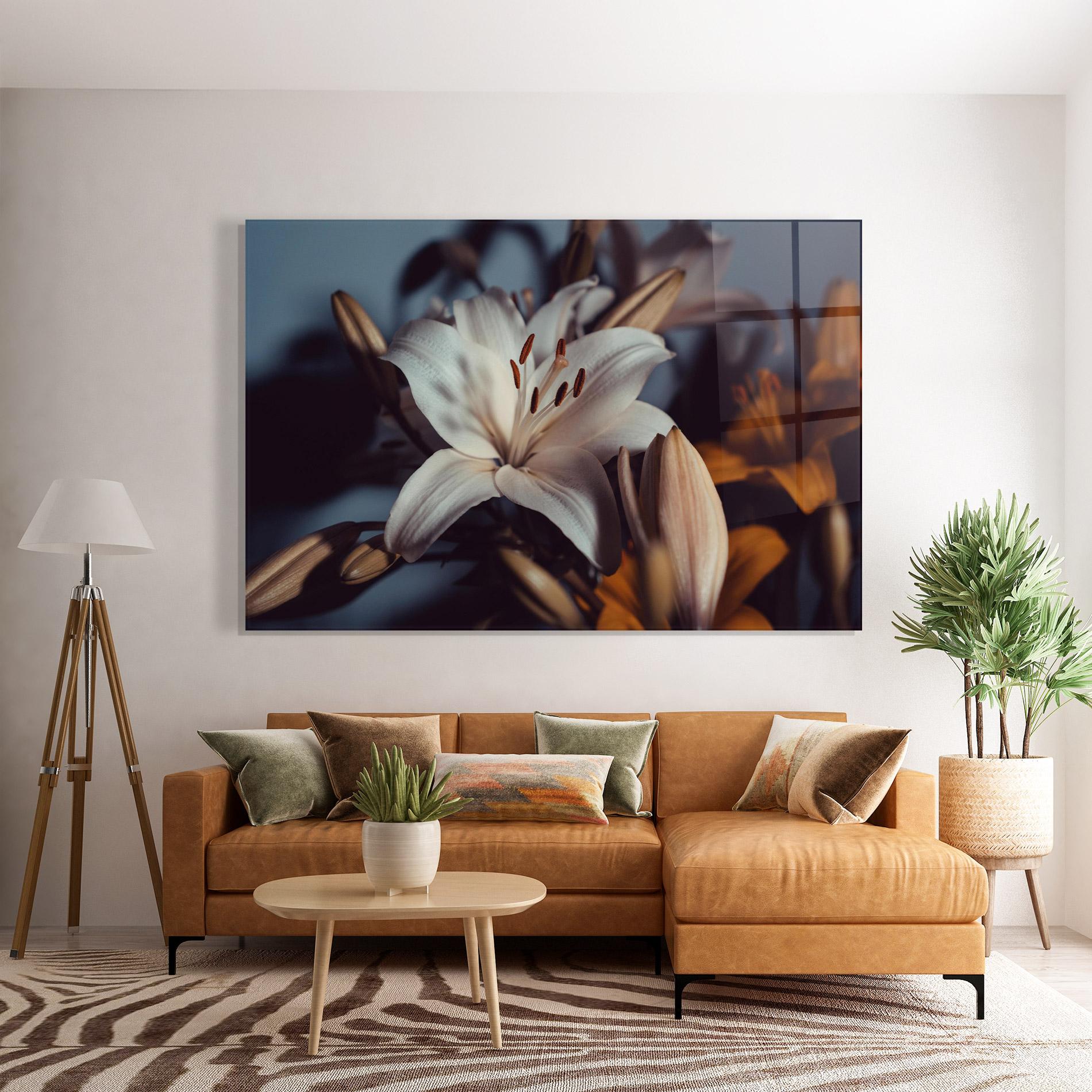 Стъклена картина Cream Lily mockup 7