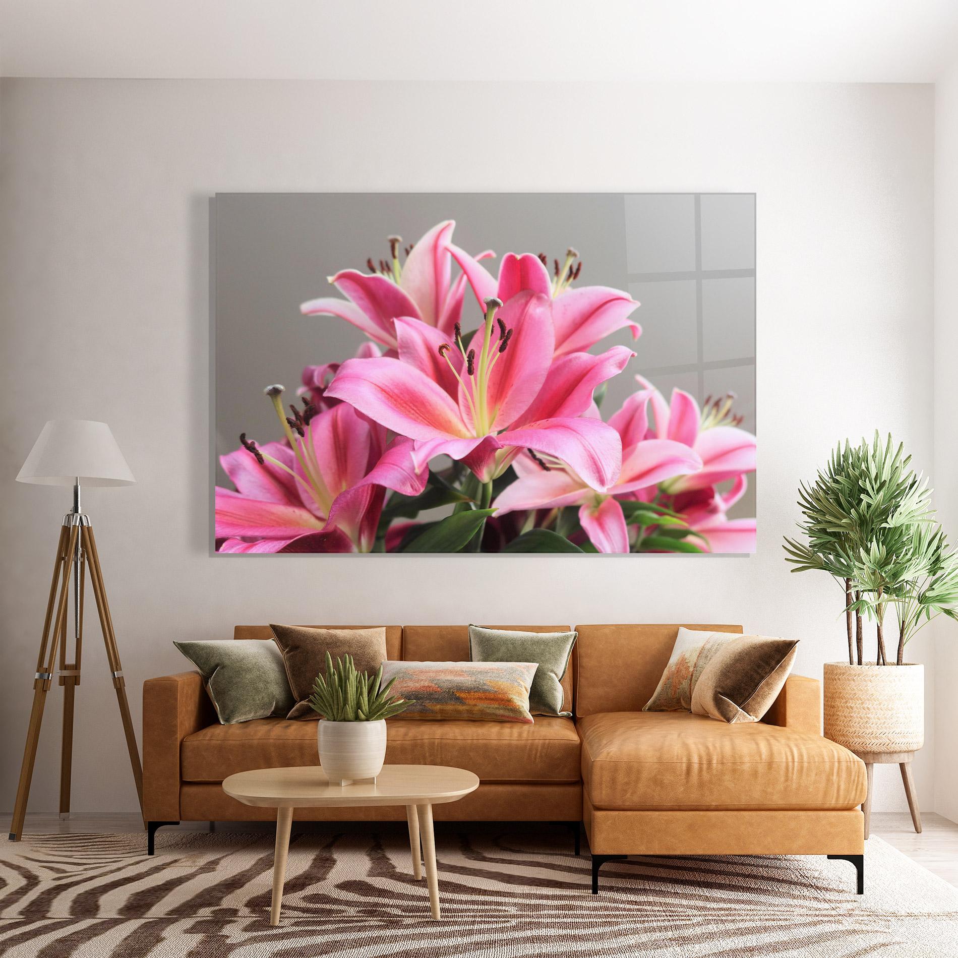 Стъклена картина Light Pink Lily View mockup 7