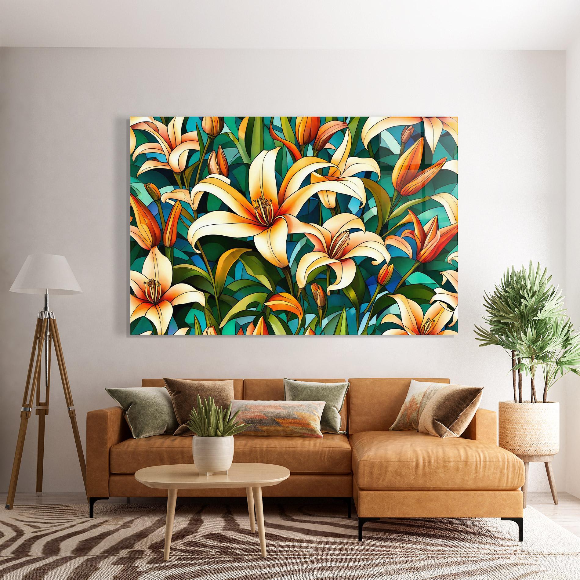 Стъклена картина Lily Pattern mockup 7