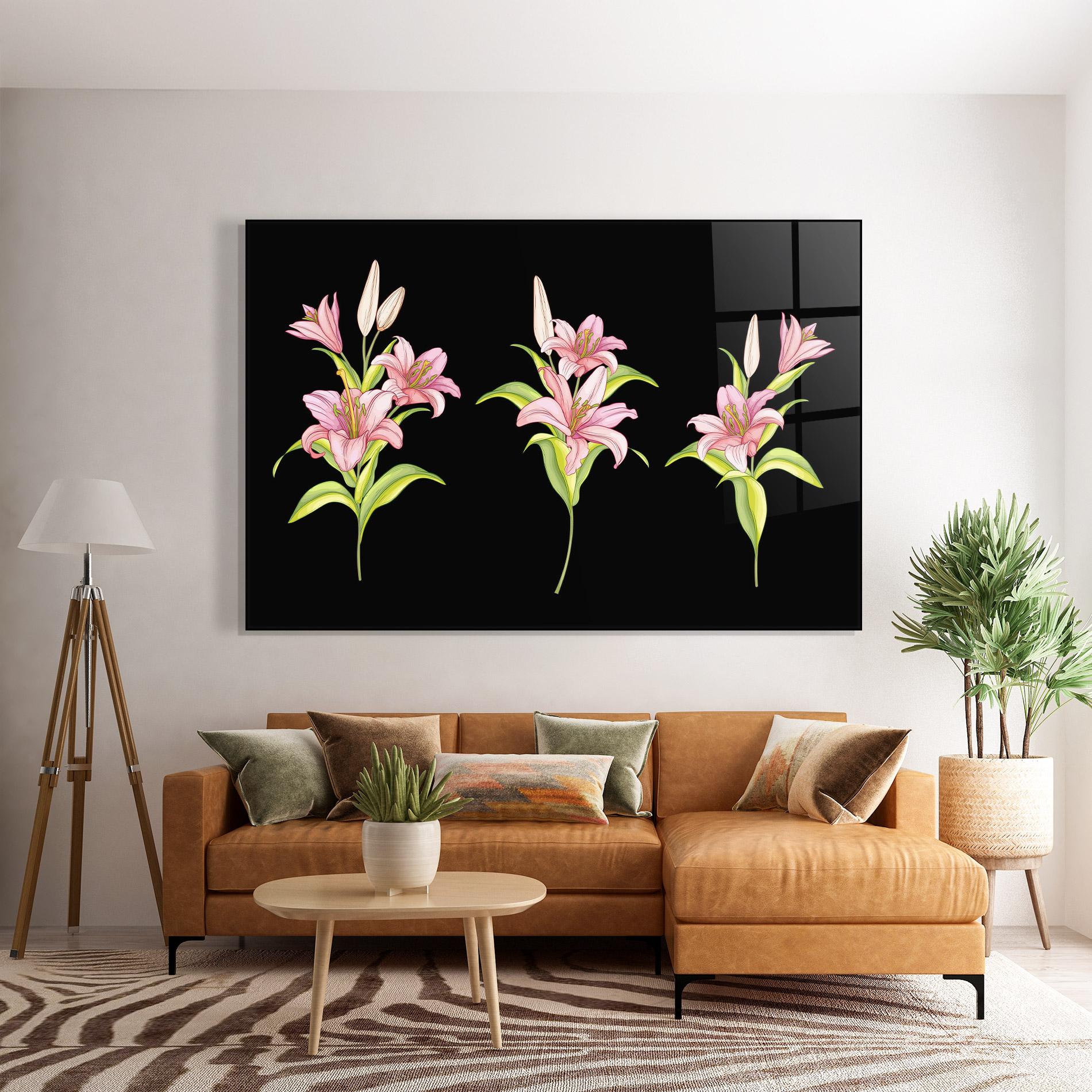 Стъклена картина Lily Set mockup 7