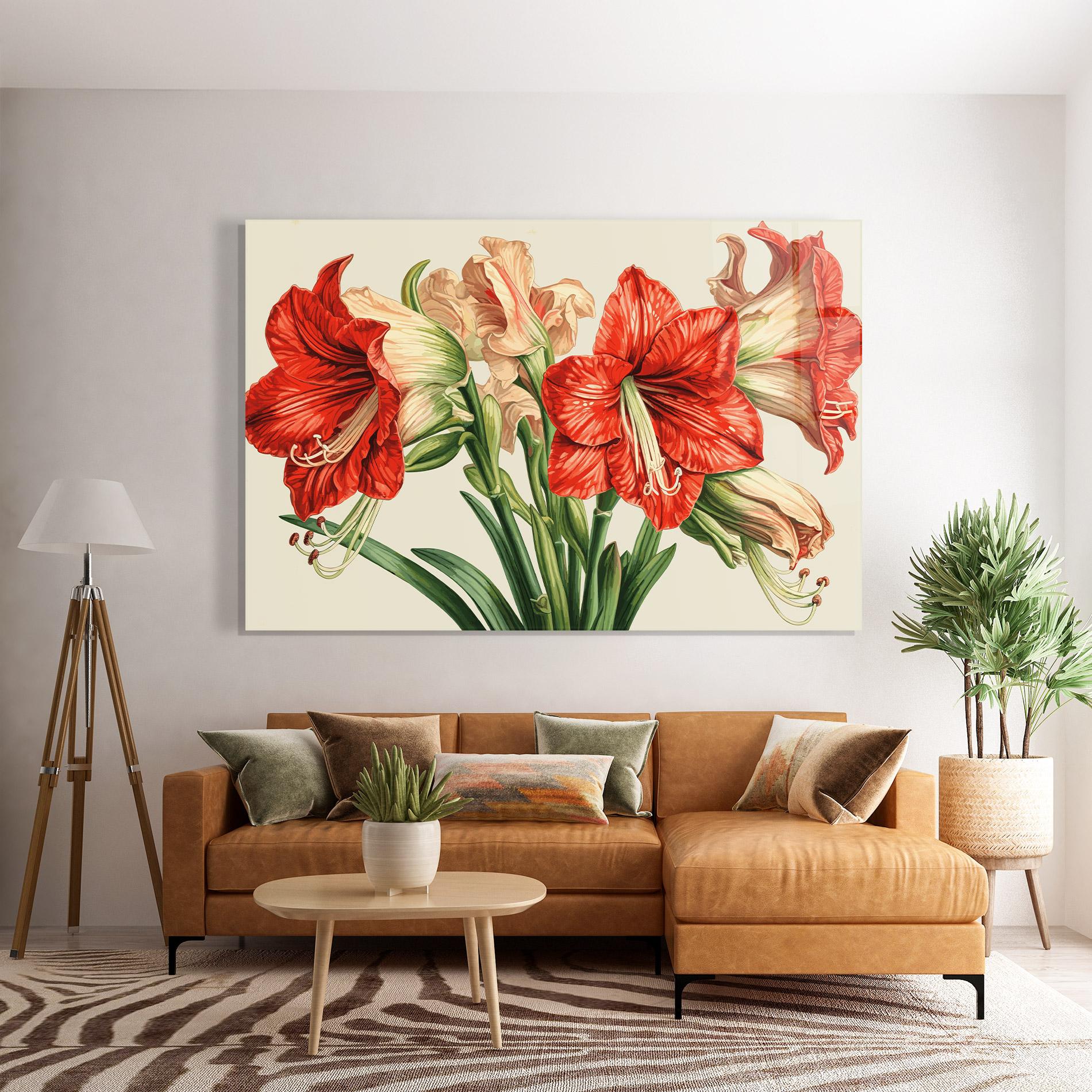 Стъклена картина Orange Cream Lily mockup 7