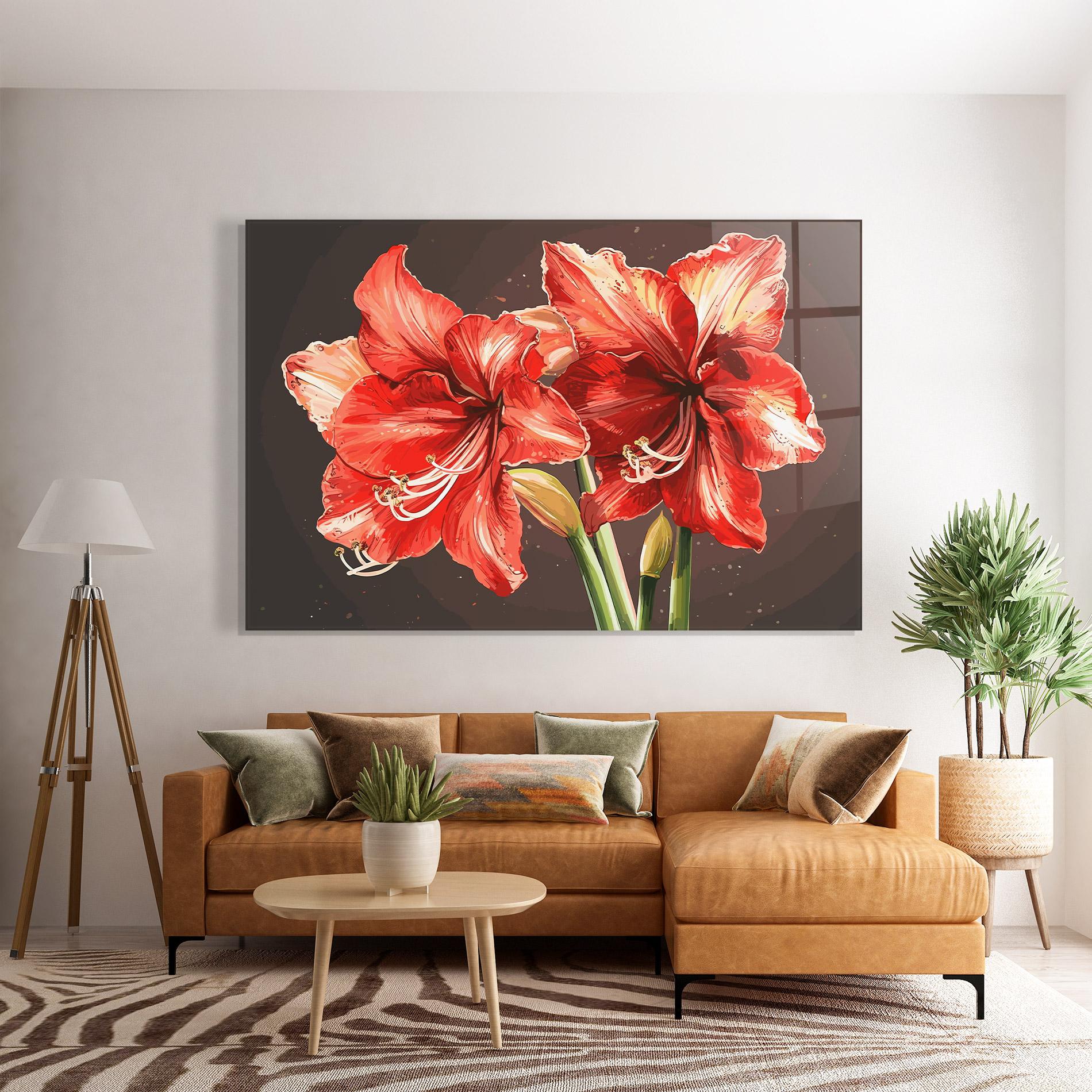 Стъклена картина Orange Pretty Lily mockup 7