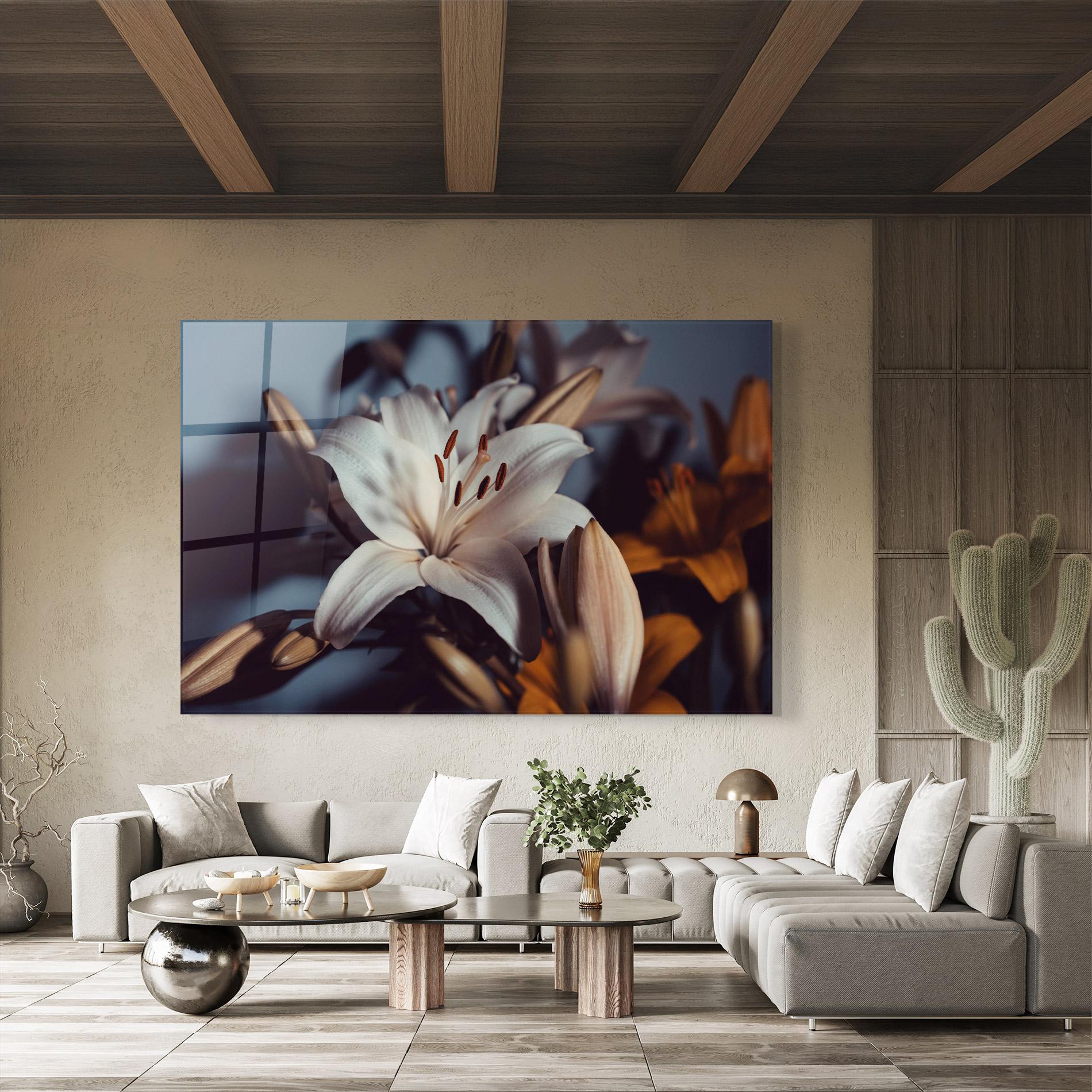 Стъклена картина Cream Lily mockup 8