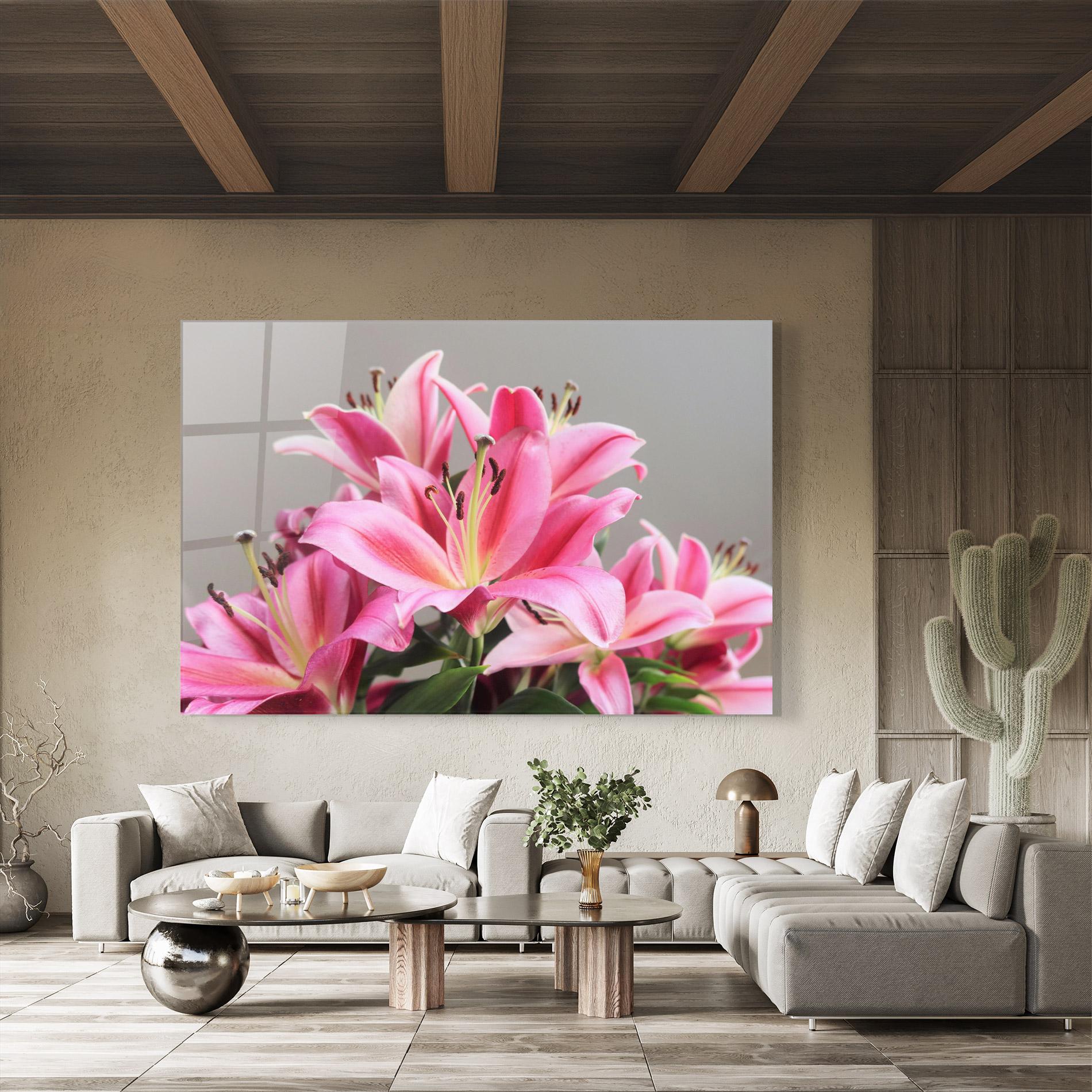 Стъклена картина Light Pink Lily View mockup 8