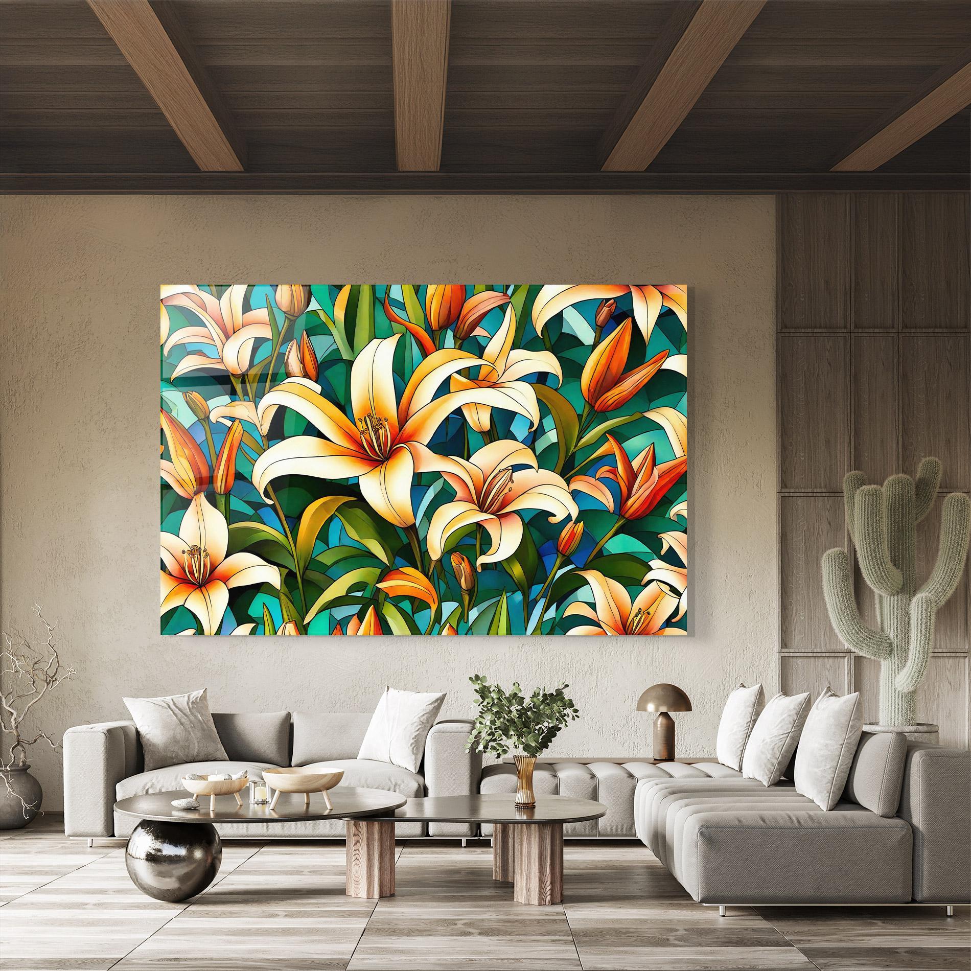 Стъклена картина Lily Pattern mockup 8