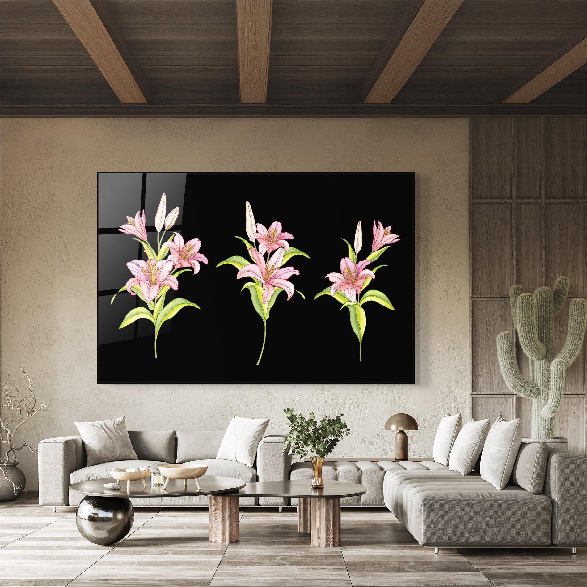 Стъклена картина Lily Set mockup 8