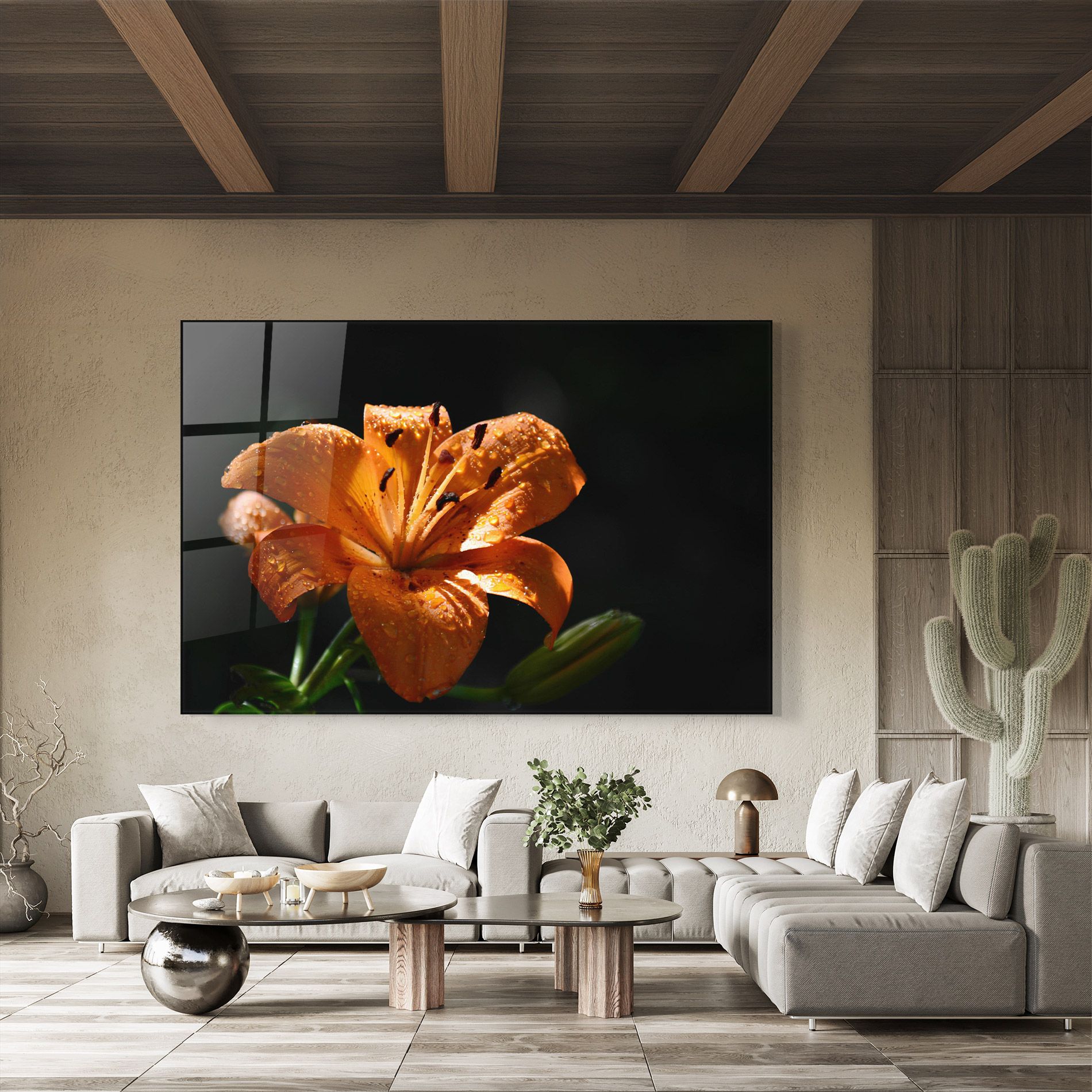 Open Orange Lily On Black mockup 8