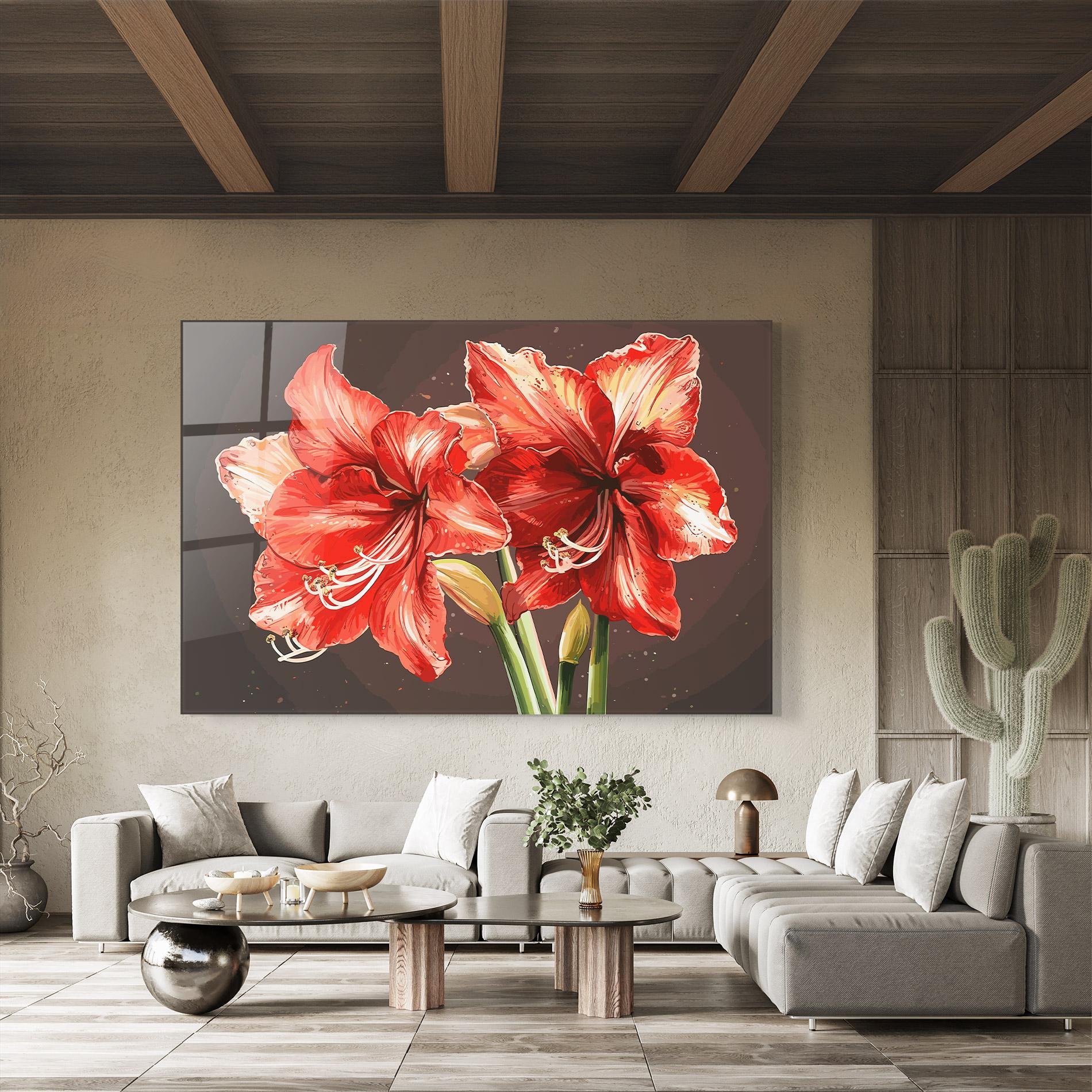 Стъклена картина Orange Pretty Lily mockup 8