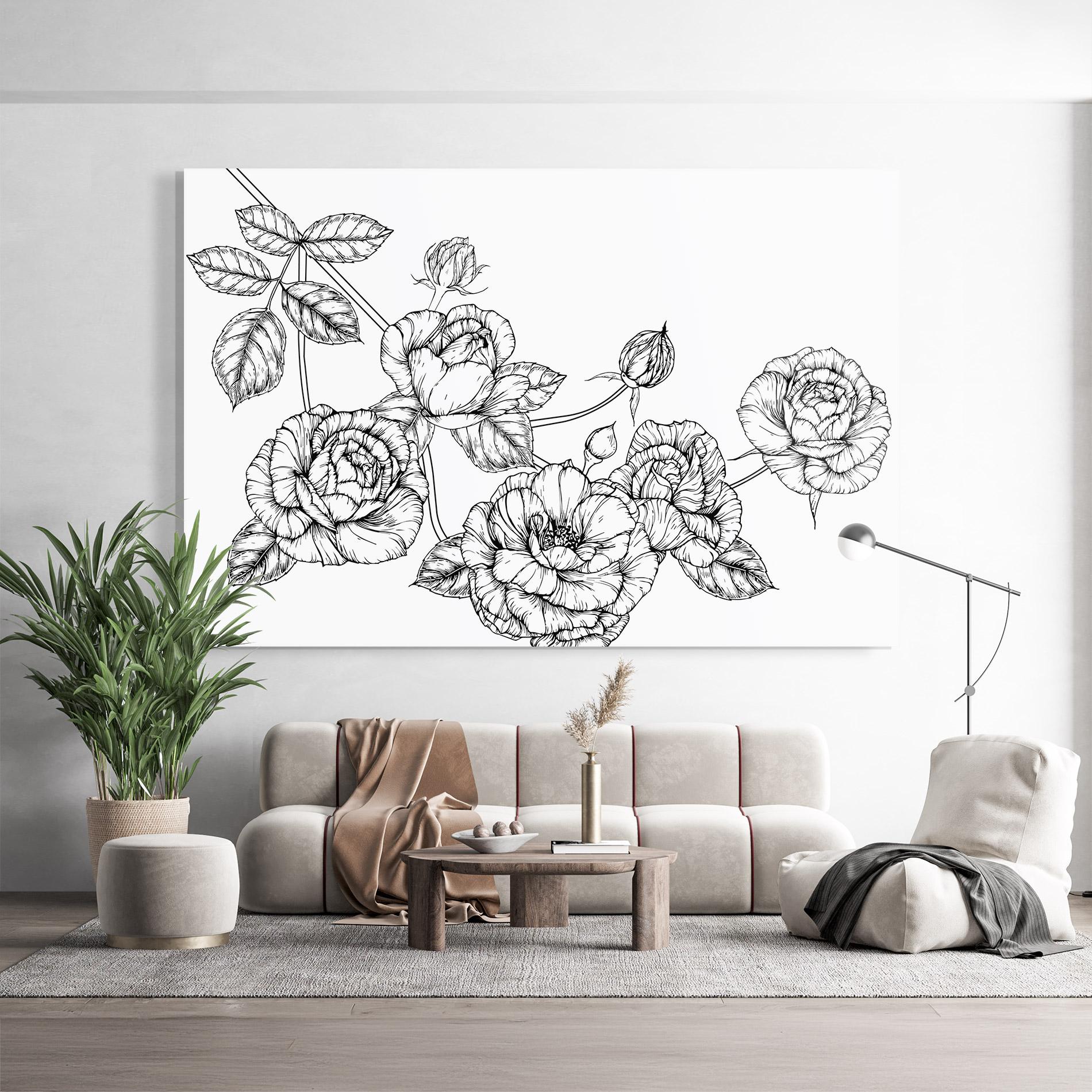 Стъклена картина Big Roses Line mockup 9