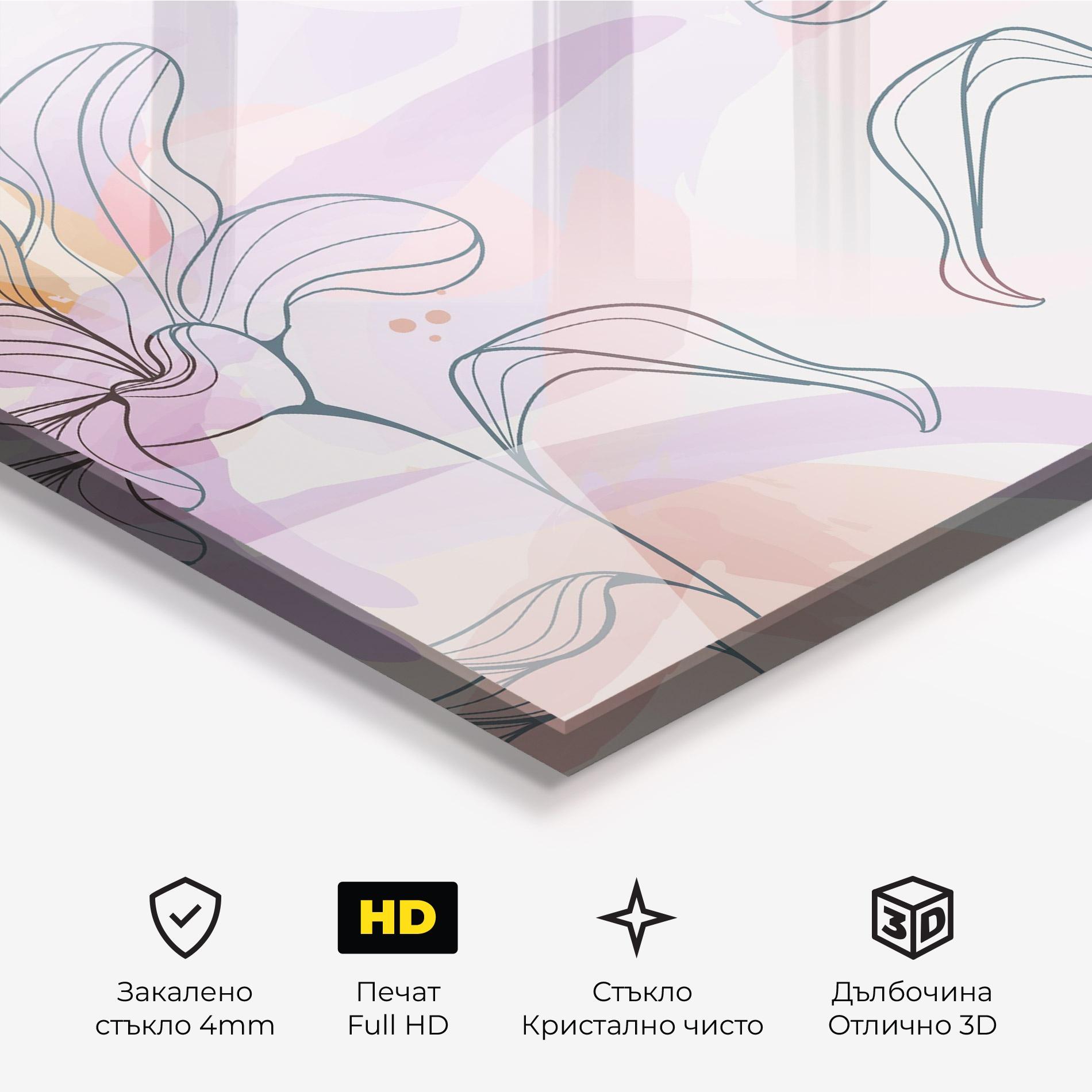 Стъклена картина Blue Color Line Flower mockup 3