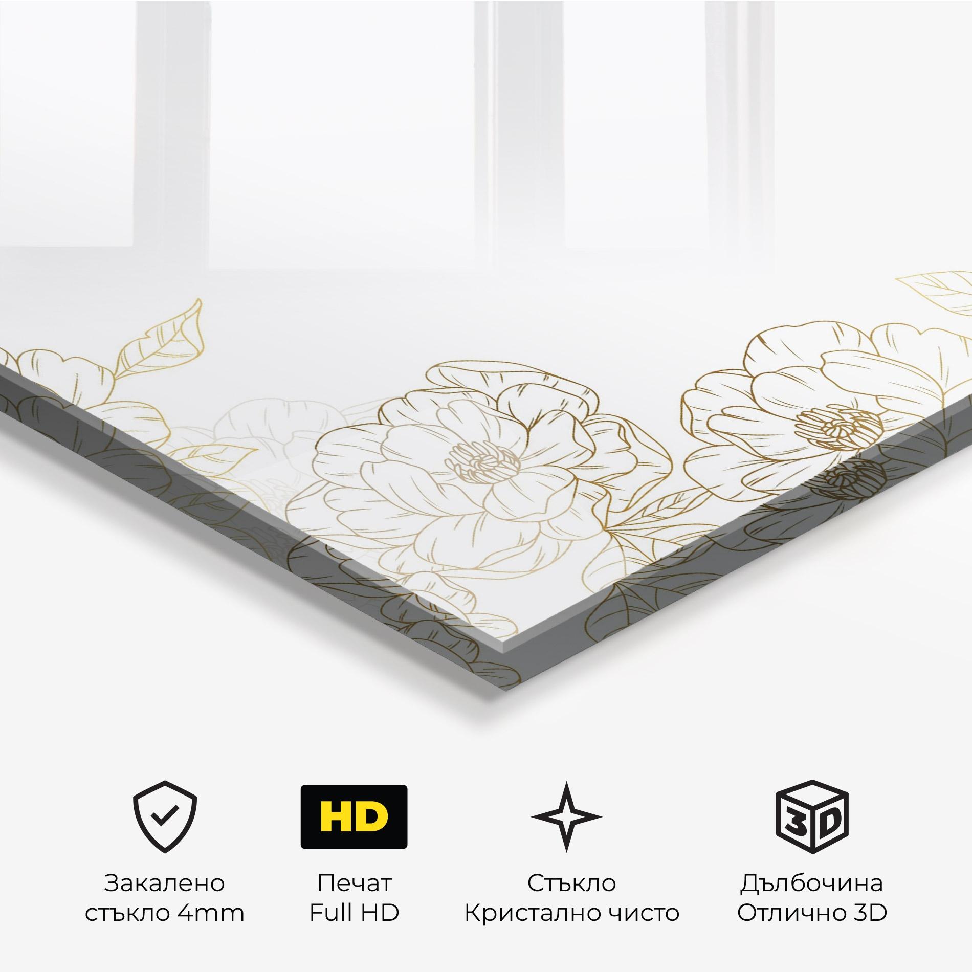 Стъклена картина Flower Gold Line mockup 3