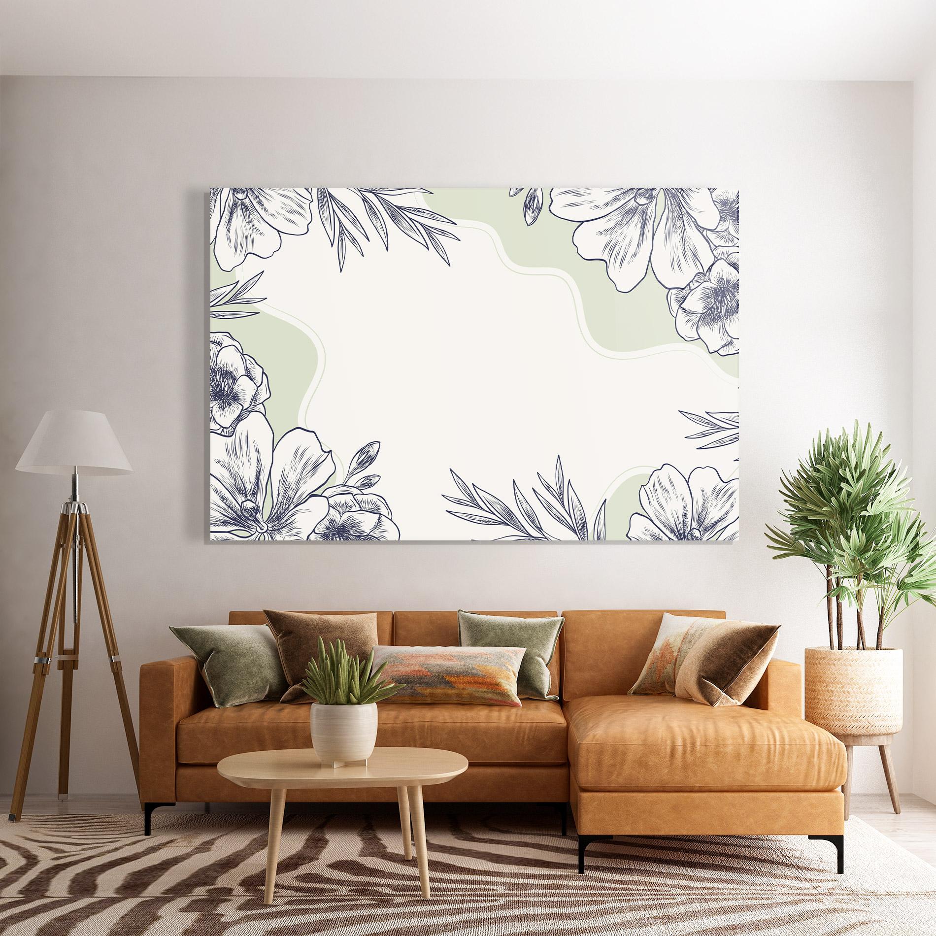 Стъклена картина Blue Line Green mockup 7