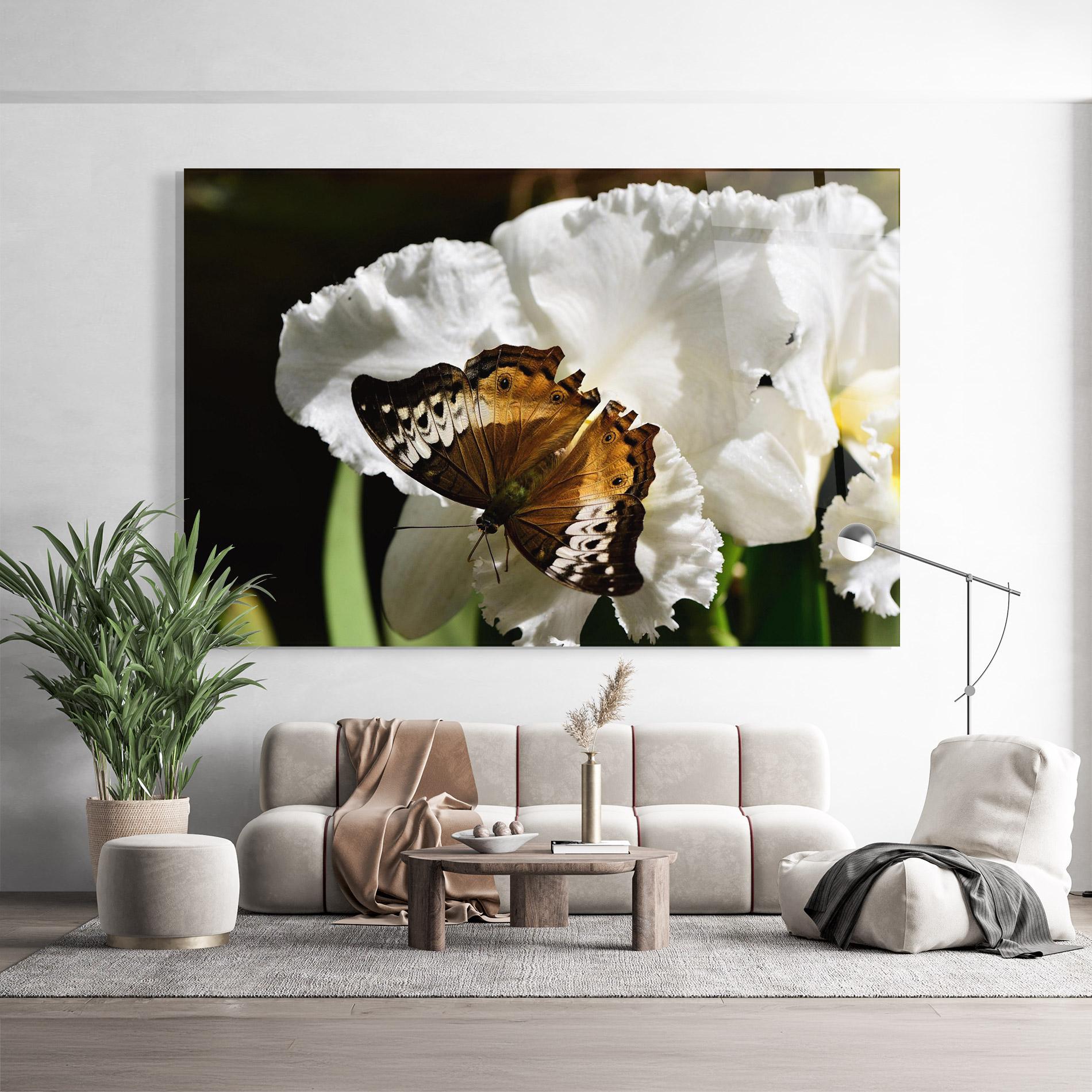 Стъклена картина Butterfly Exotic Plant mockup 9