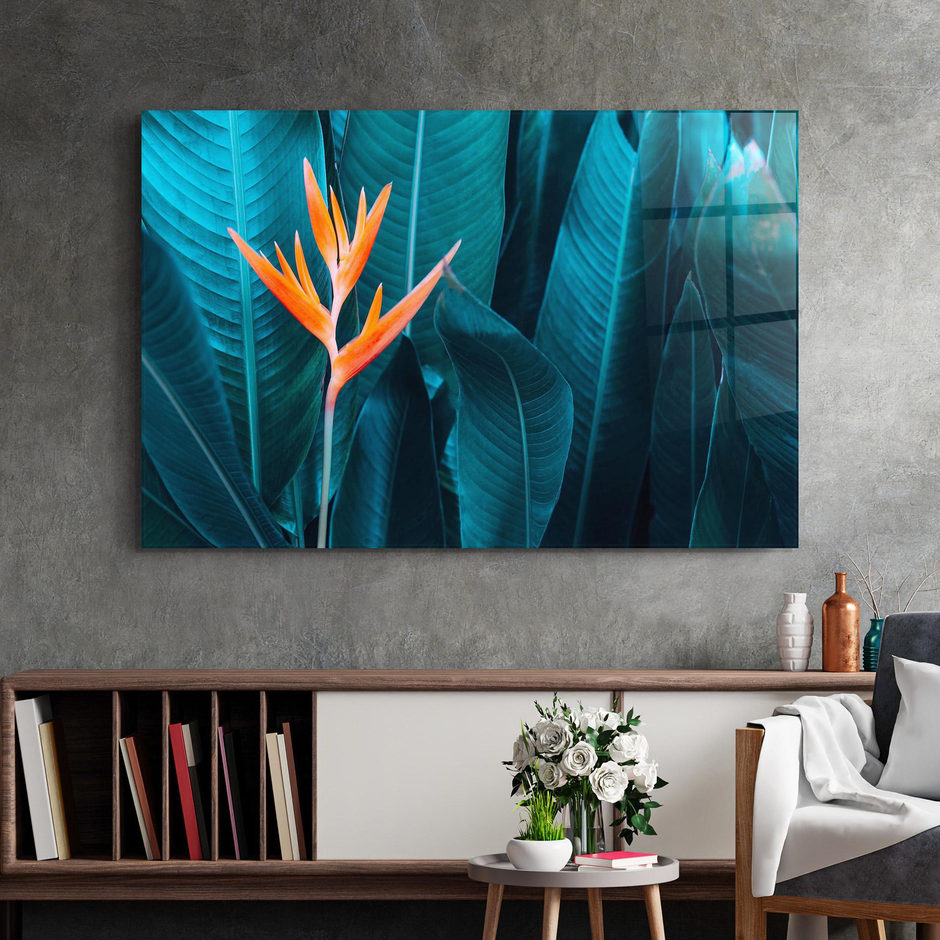 Стъклена картина Orange Green Exotic mockup 2