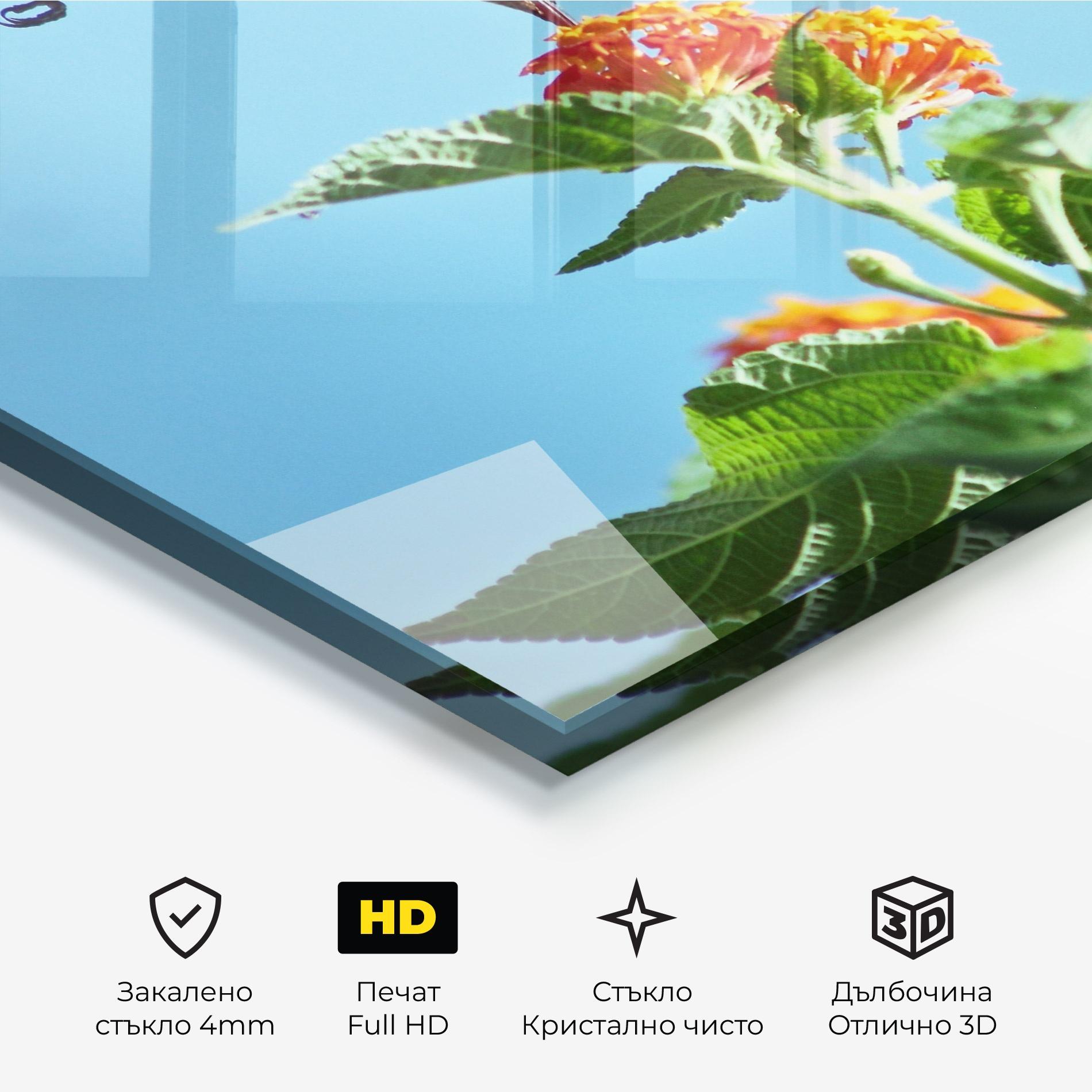 Стъклена картина Bird Exotic Flower mockup 3
