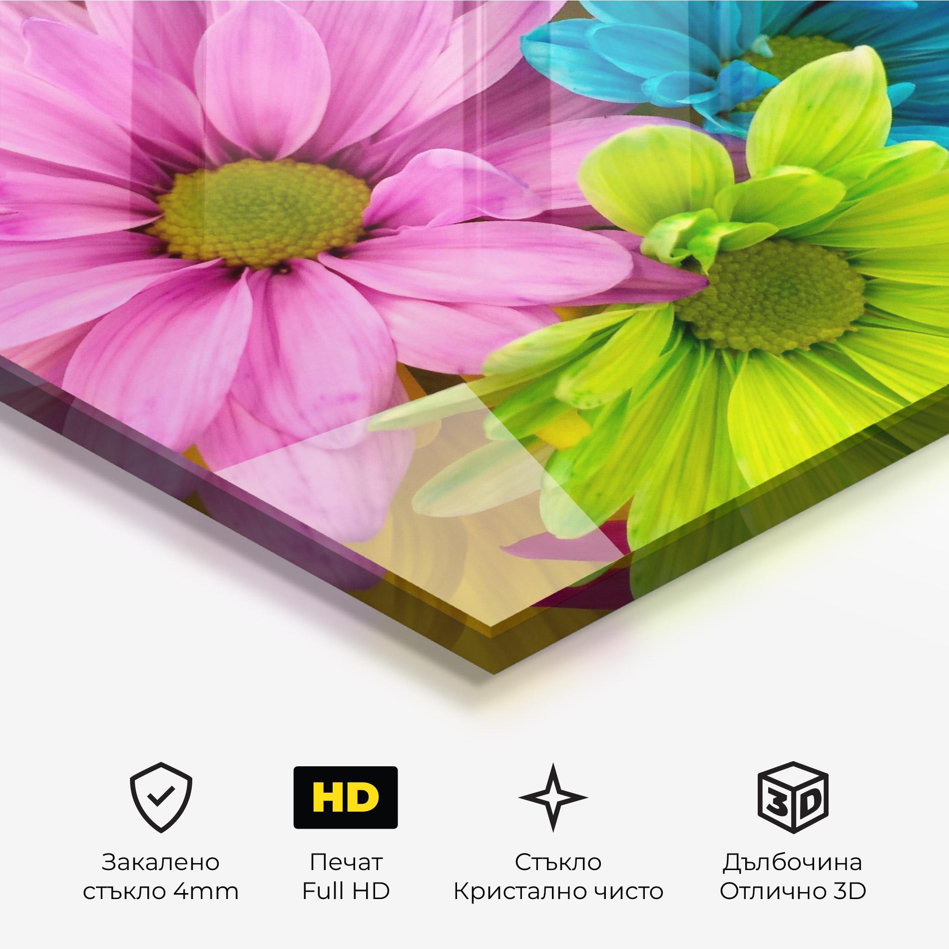 Стъклена картина Three Shades Of Flower mockup 3