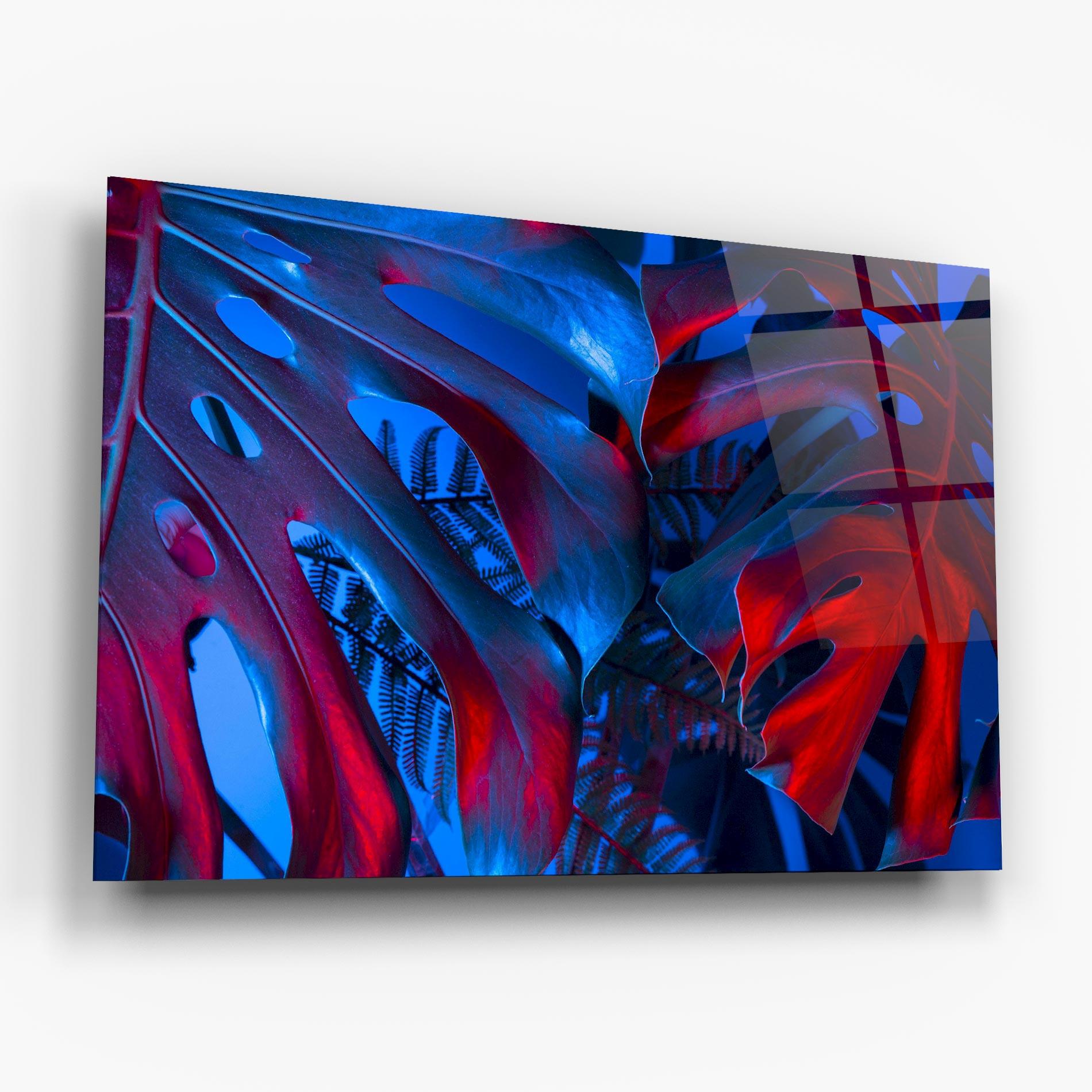 Стъклена картина Exotic Blue Leaf mockup 6