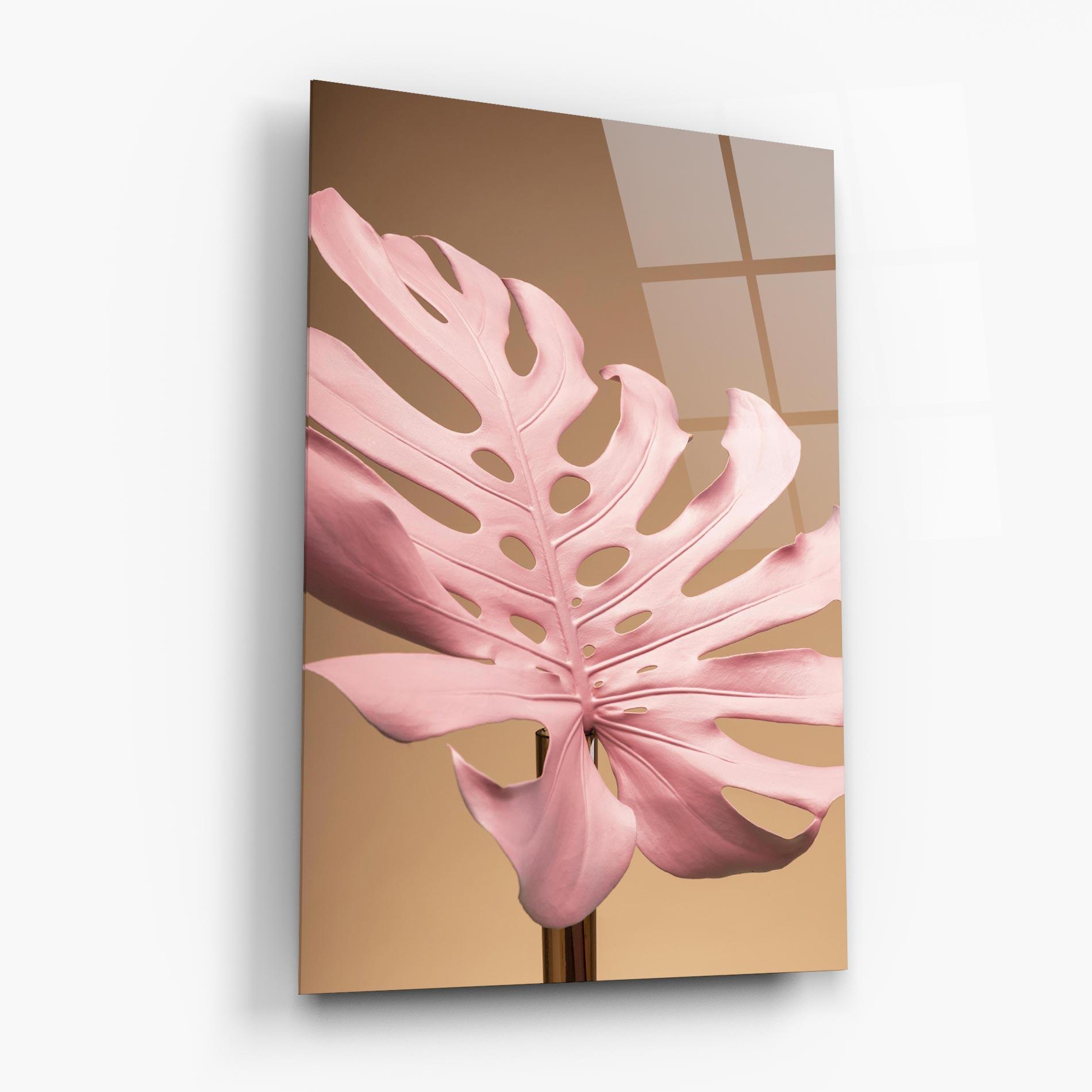 Стъклена картина Exotic Pink Leaf mockup 6