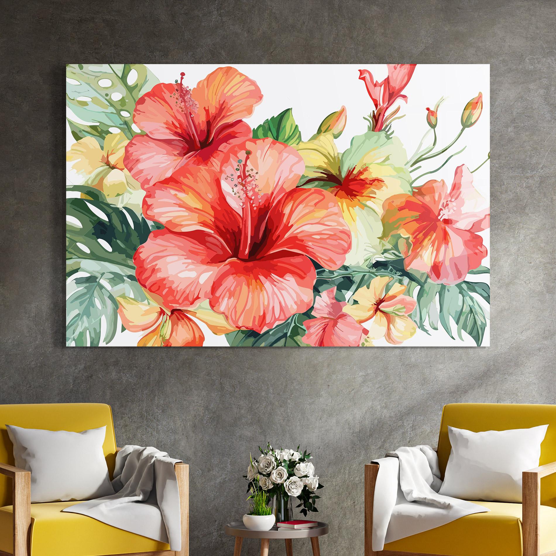 Стъклена картина Exotic Red Flower mockup 4