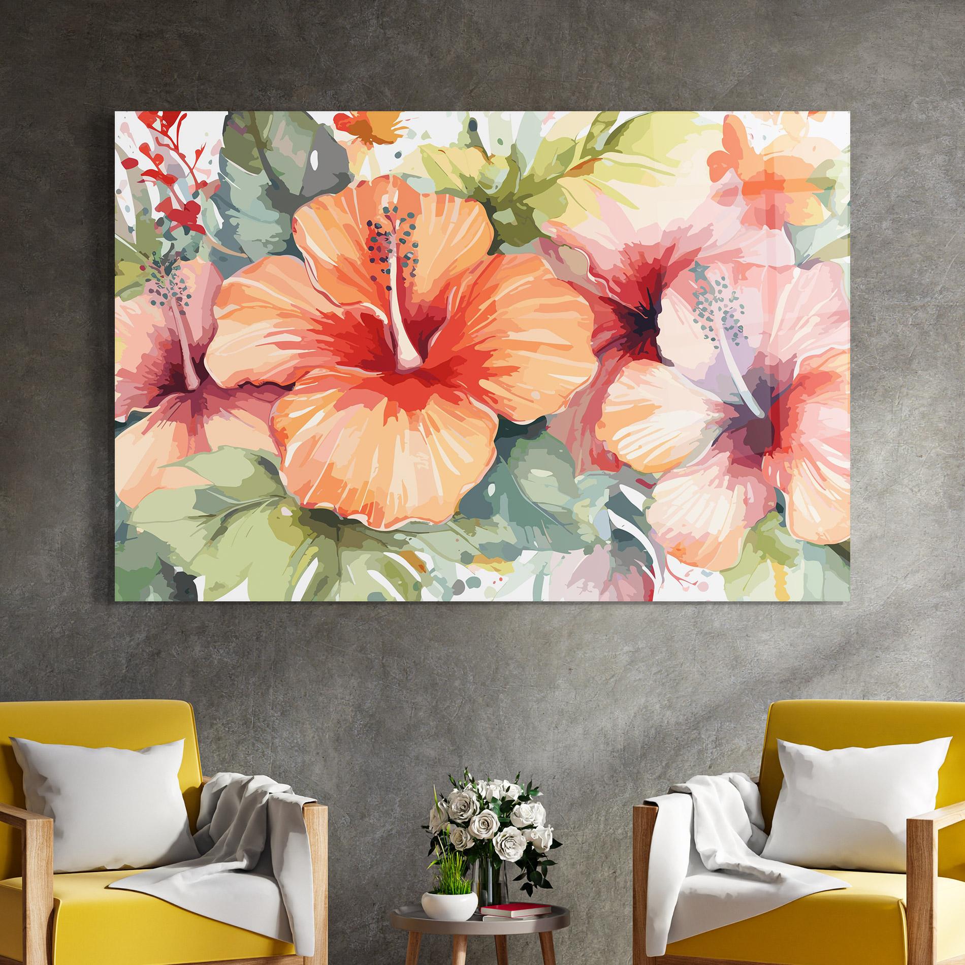 Стъклена картина Pastel Exotic Flower mockup 4