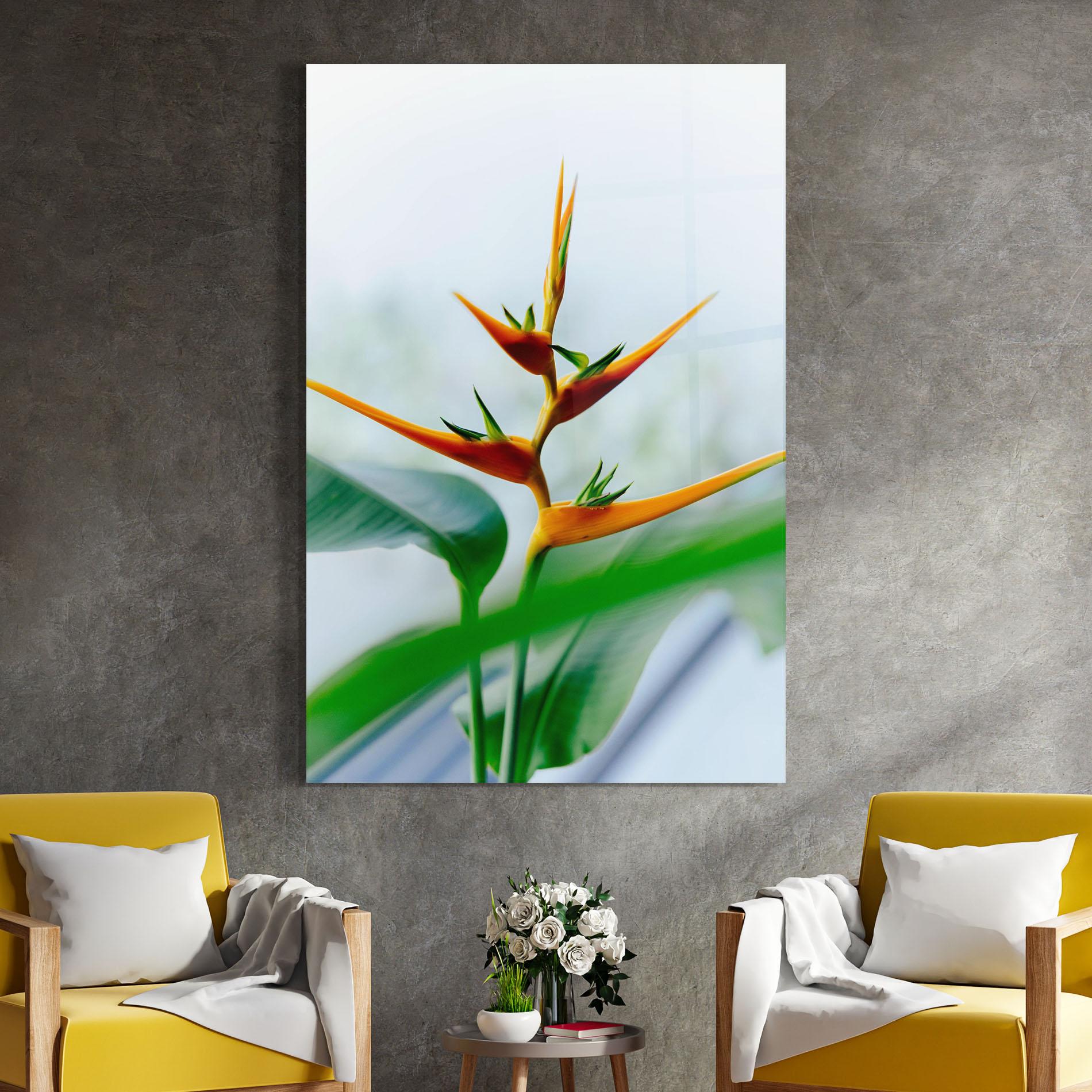 Стъклена картина Exotic Orange Green mockup 4