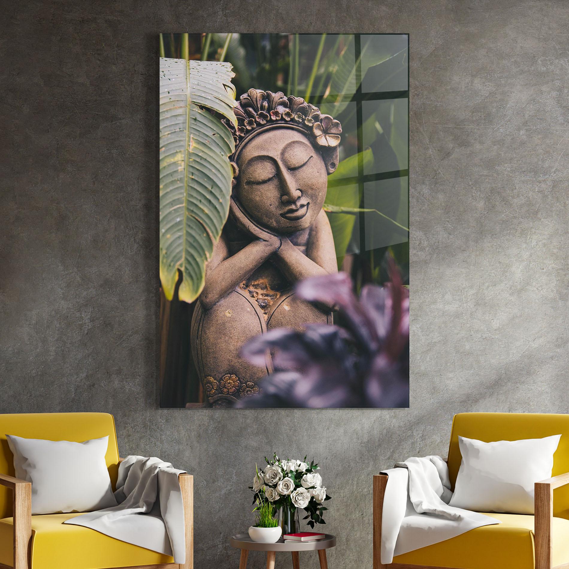 Стъклена картина Exotic Statue mockup 4