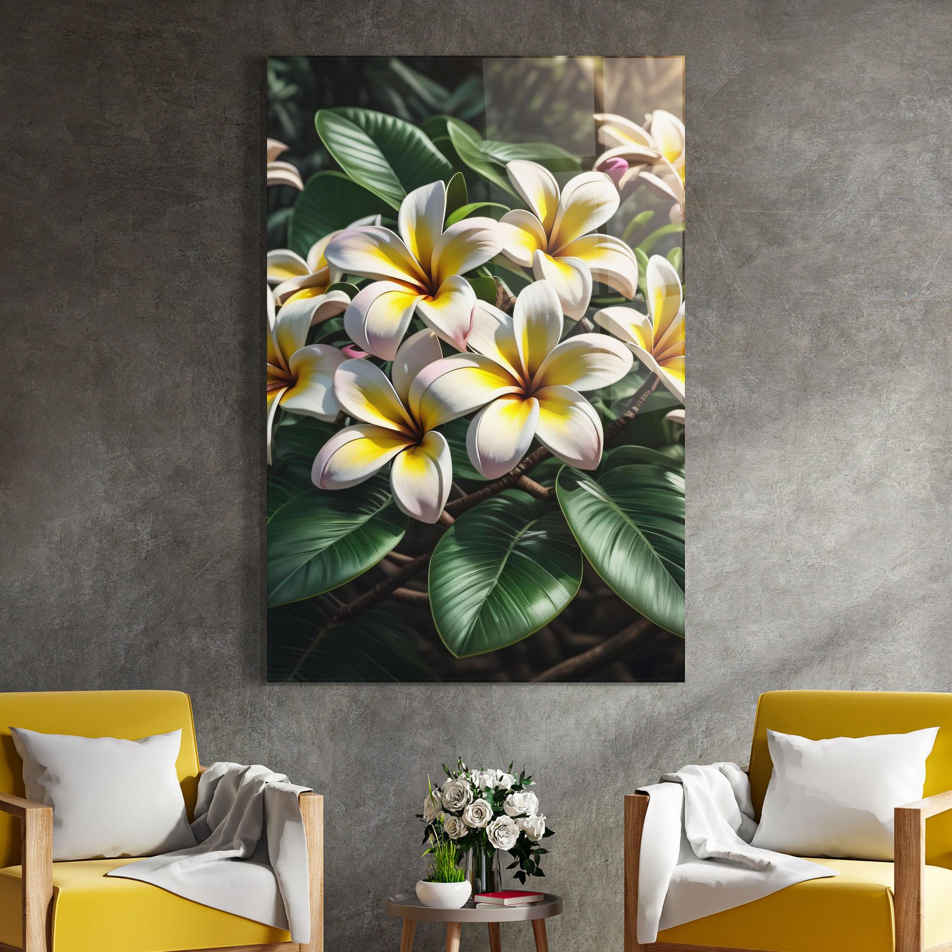 Стъклена картина Exotic White Yellow mockup 4