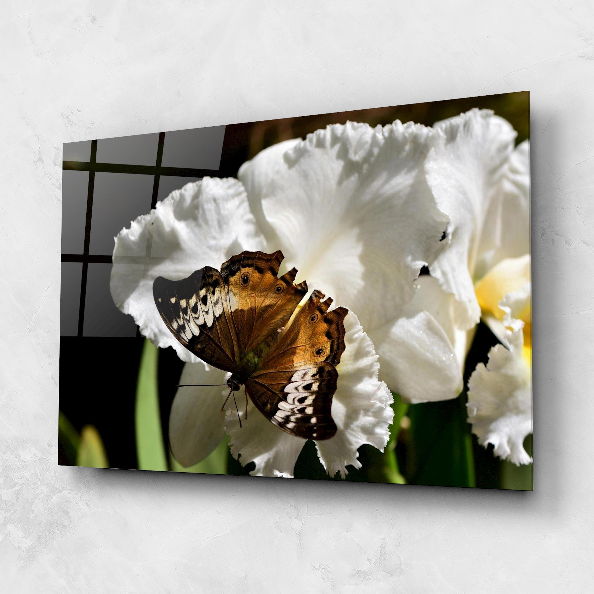Стъклена картина Butterfly Exotic Plant mockup 1
