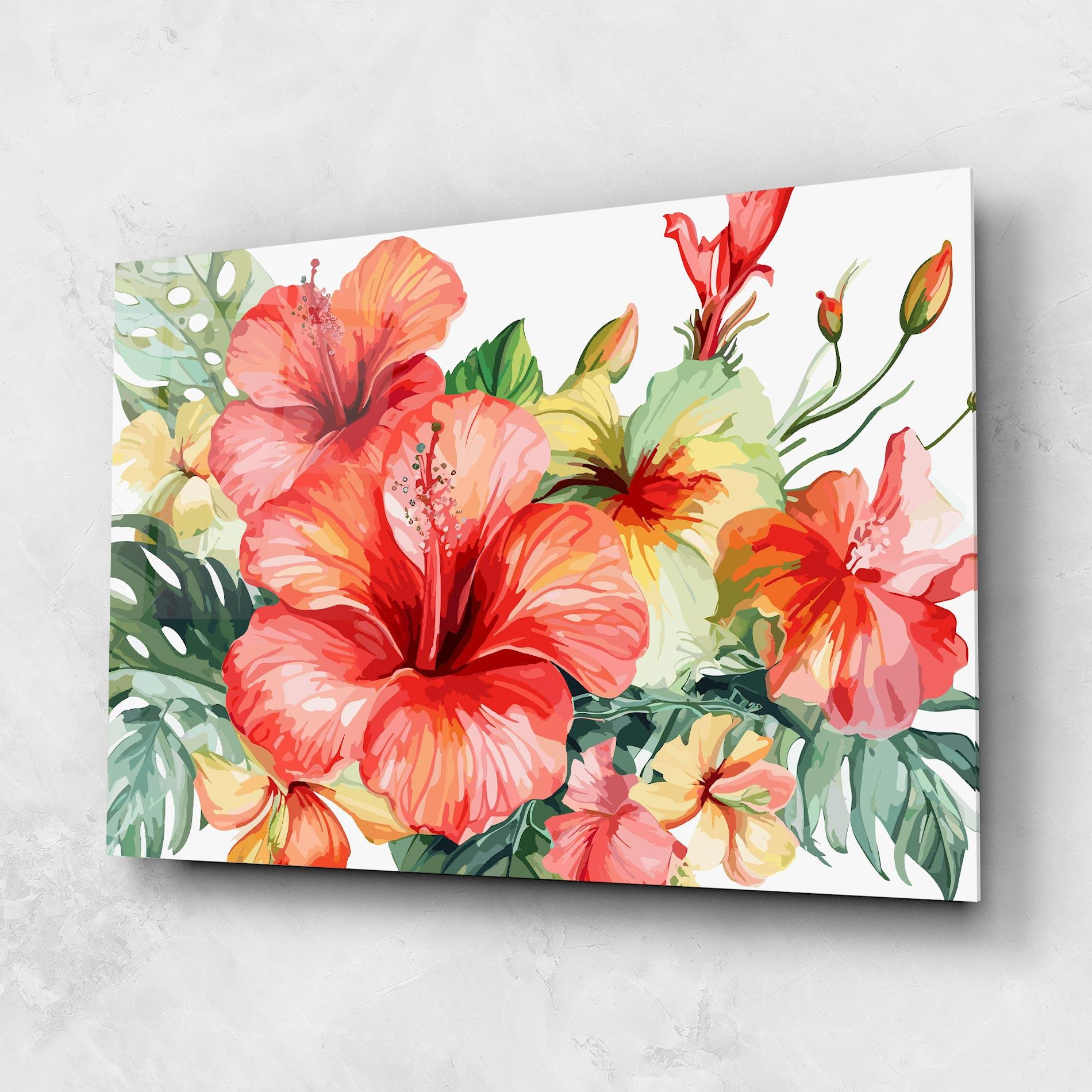 Стъклена картина Exotic Red Flower mockup 1