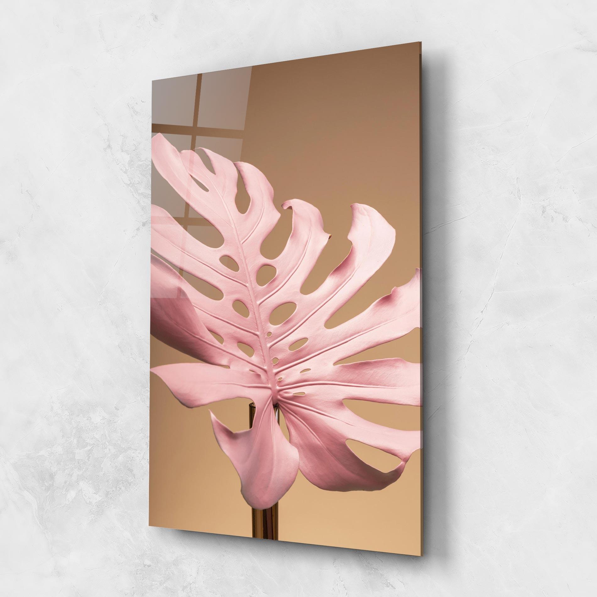 Стъклена картина Exotic Pink Leaf mockup 1