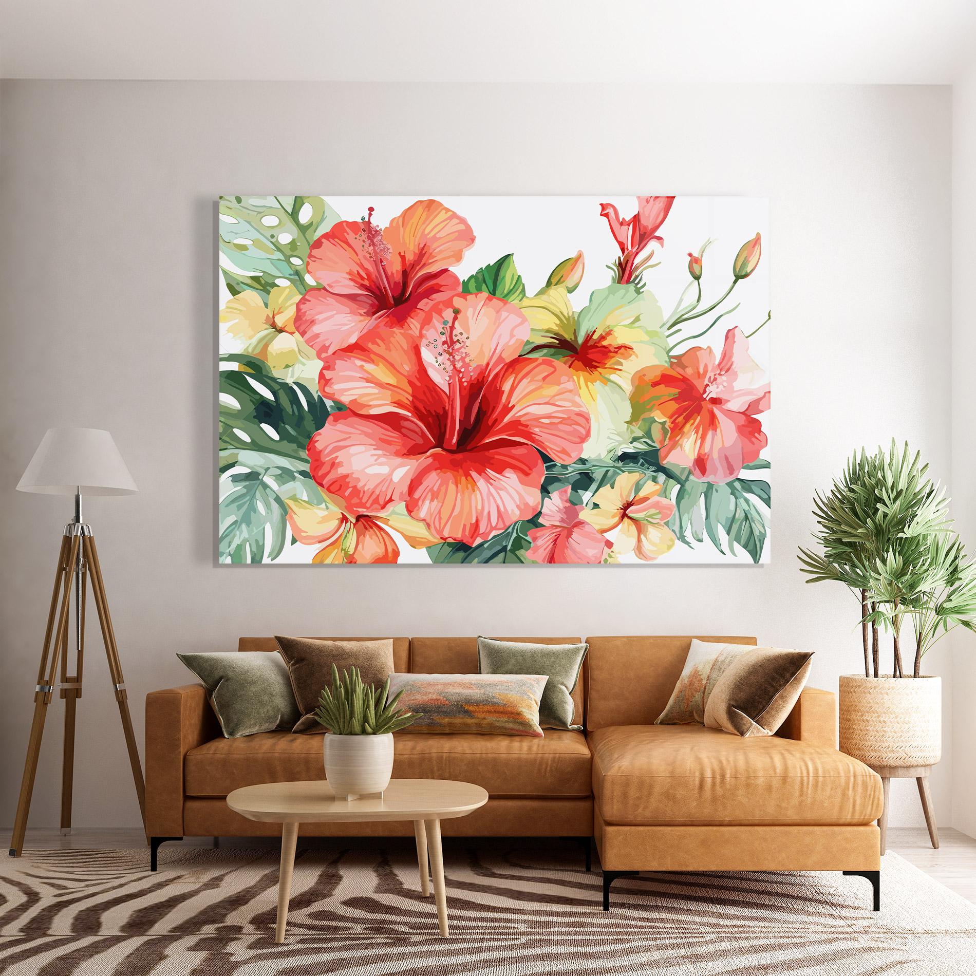 Стъклена картина Exotic Red Flower mockup 7