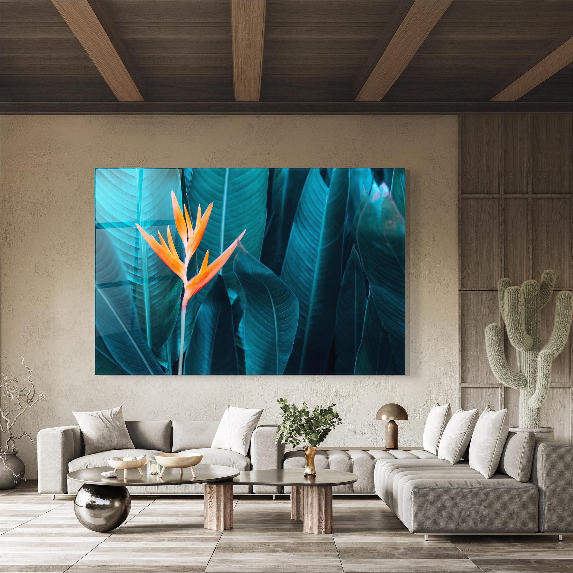 Стъклена картина Orange Green Exotic mockup 8