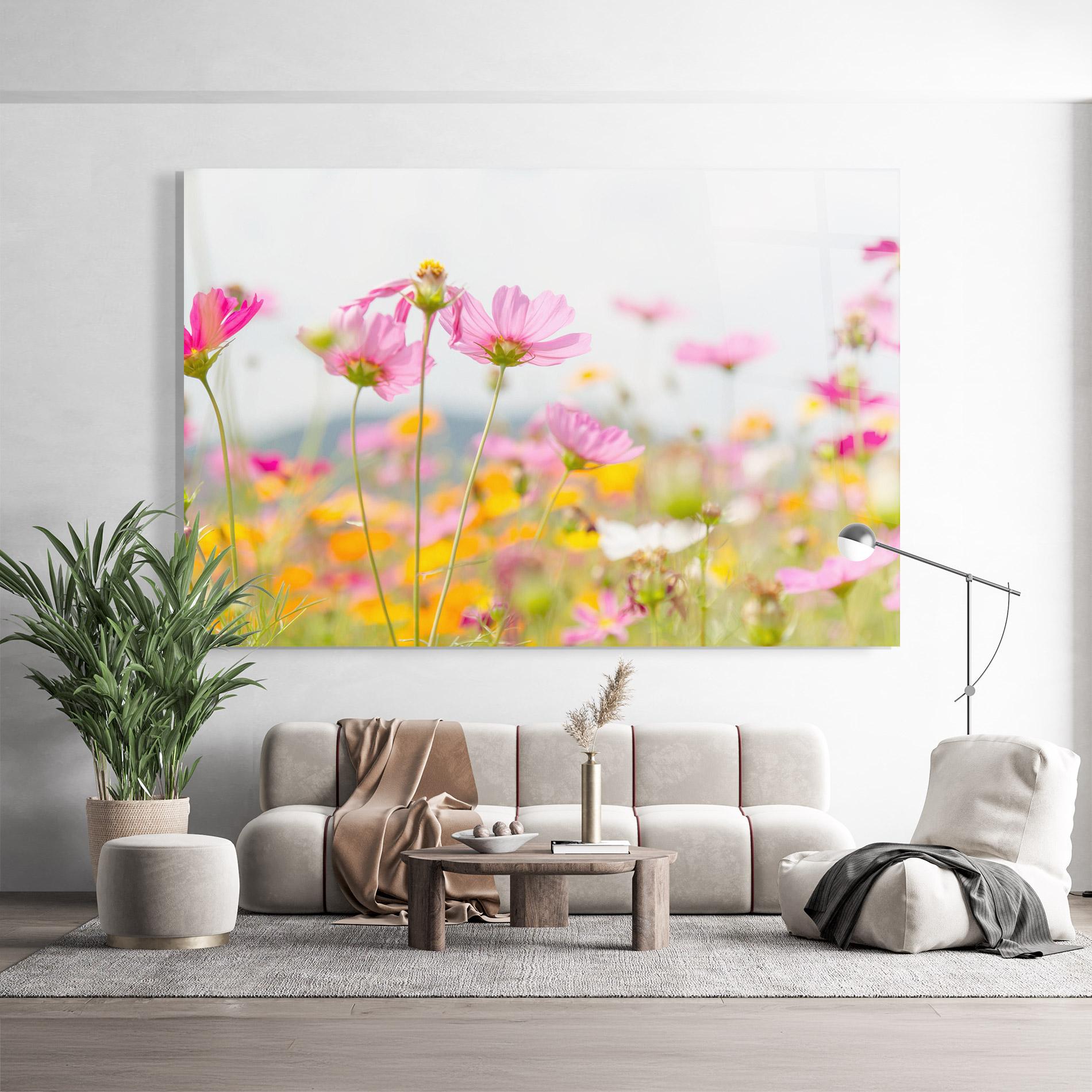 Стъклена картина Cosmos Beauty Flowers mockup 9