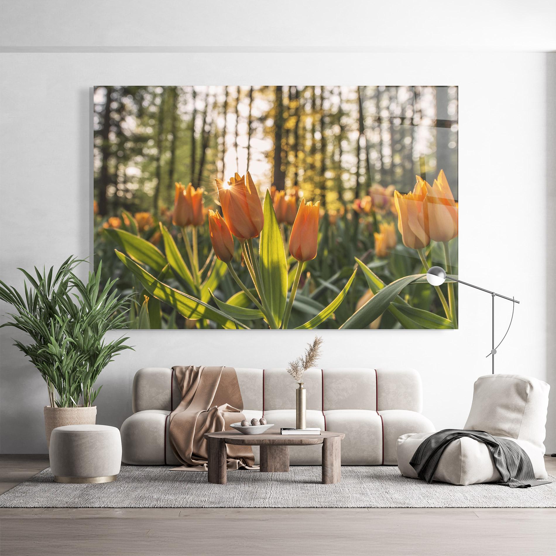 Стъклена картина Forest Tulips mockup 9