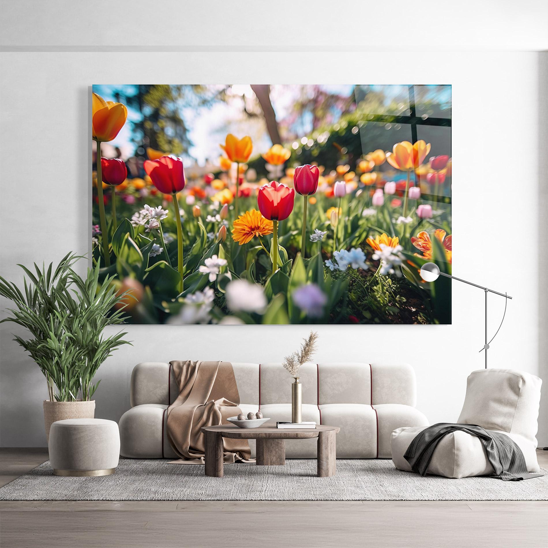 Стъклена картина Garden Tulips Mix mockup 9