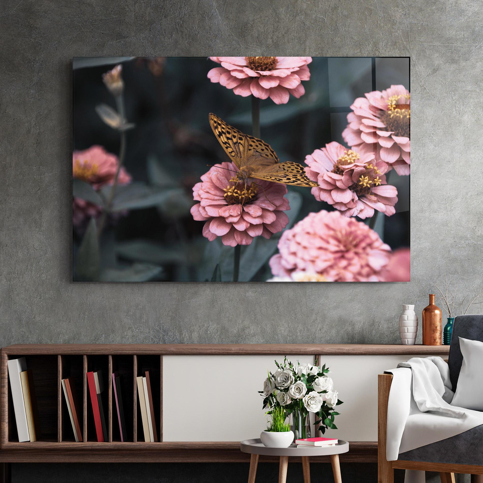 Стъклена картина Flower Butterfly mockup 2